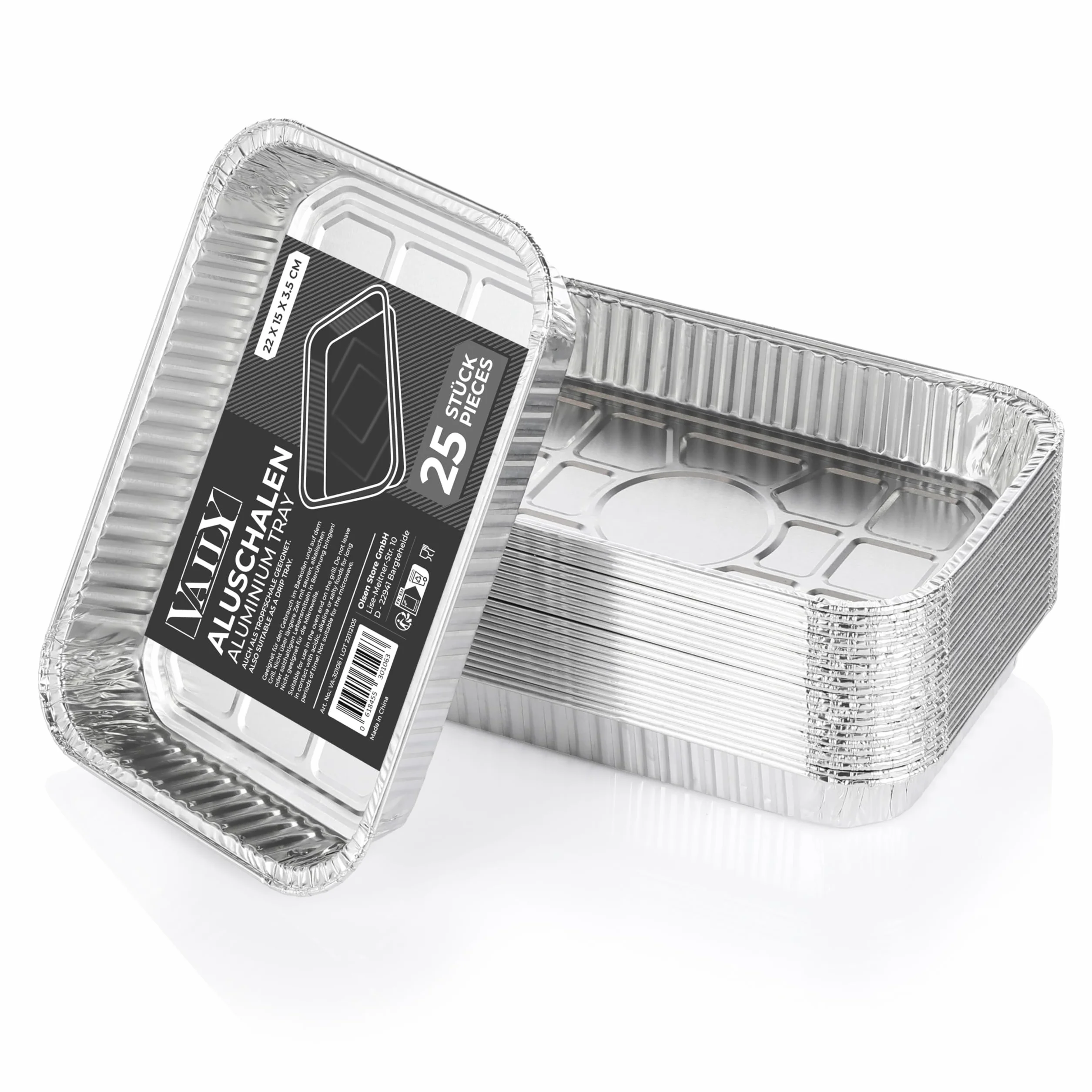 Vaily Juego de 25 Bandejas de Goteo de Aluminio Pequeñas - Bandejas de Aluminio para Vegetales - Accesorios para Barbacoa de Gas, Barbacoa de Carbón y Barbacoa Eléctrica como Bandeja para Recolectar