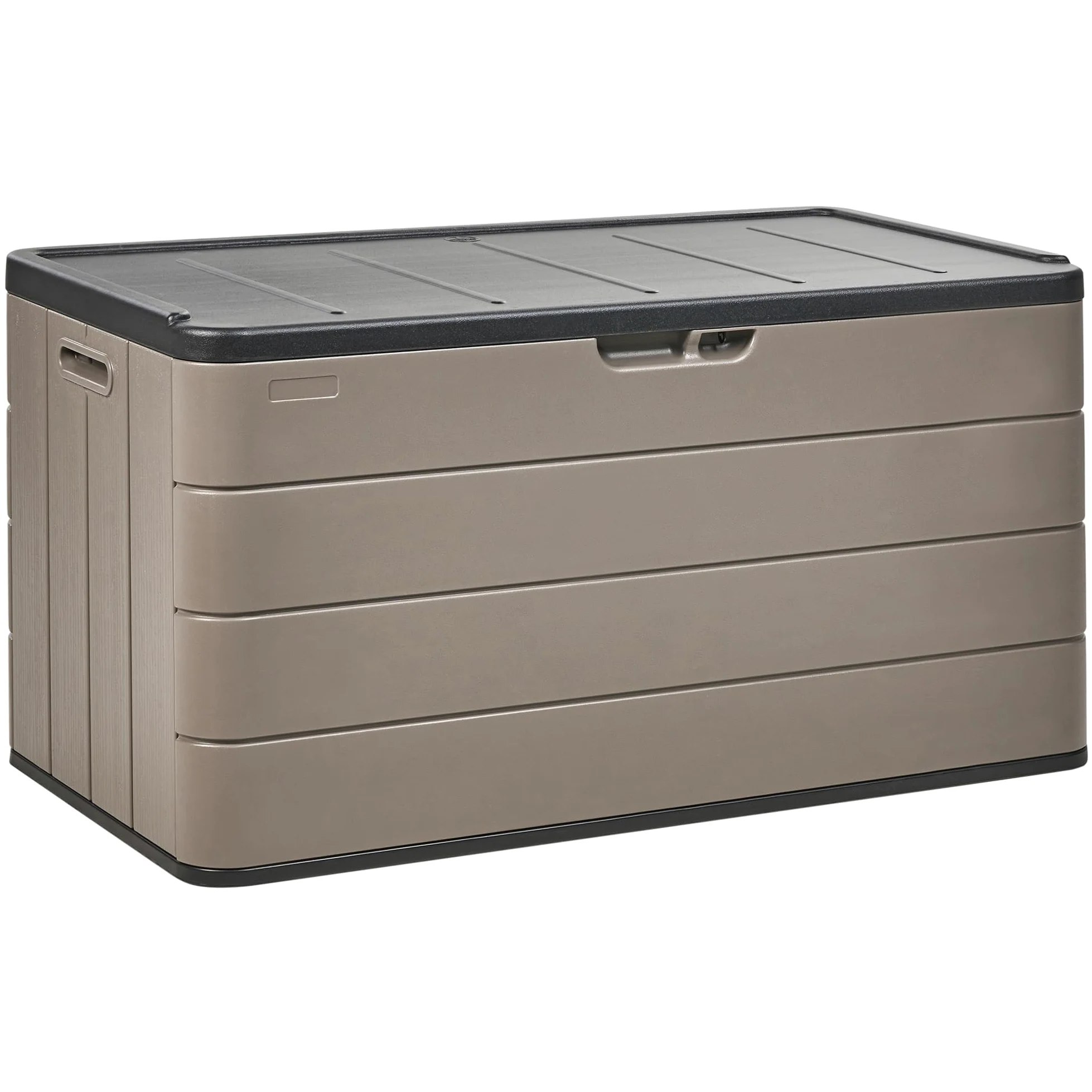 Beliani Arcón para exterior caja de almacenaje de jardín 116 x 60 cm ruedas de plástico marrón Milies