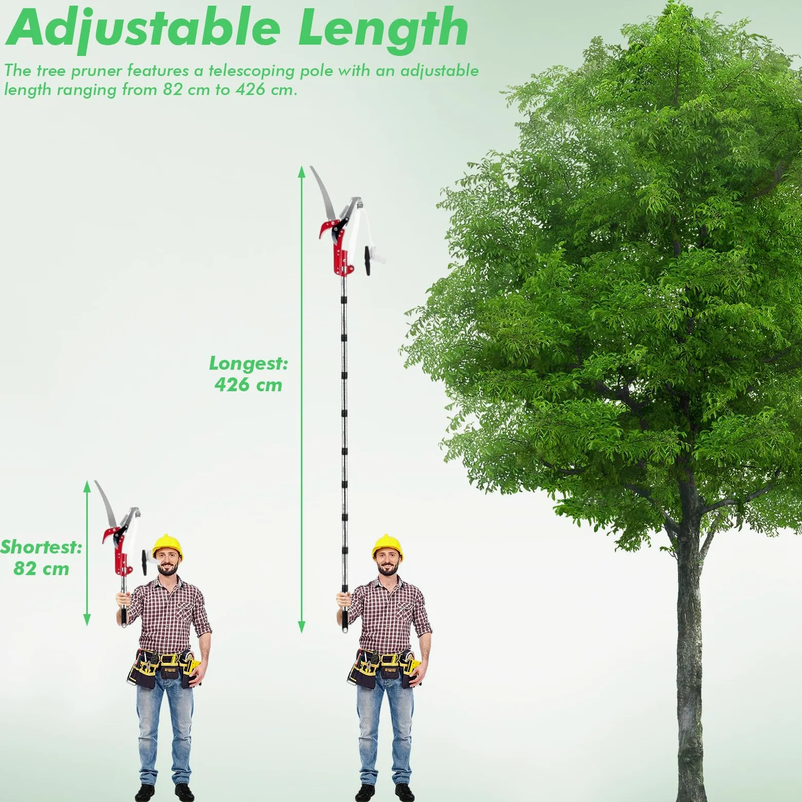 Sierra de podar telescópica 82-410 cm cortador de ramas manual para jardines