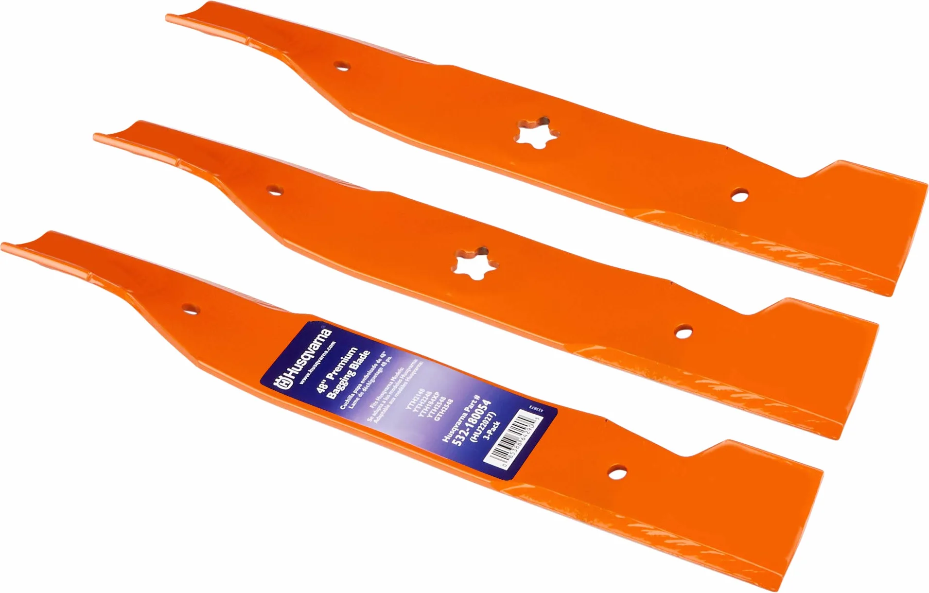 Husqvarna HU22027 Hoja de ensacado de Alta elevación de 48 Pulgadas, Paquete de 3, Naranja