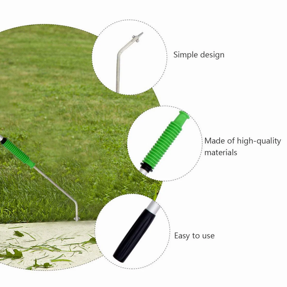 Herramienta Manual para Desherbar Jardín de Acero Extensible | Plata, para Grietas de Muro y Piedras, Uso en Jardinería, Taladro de Mango Largo