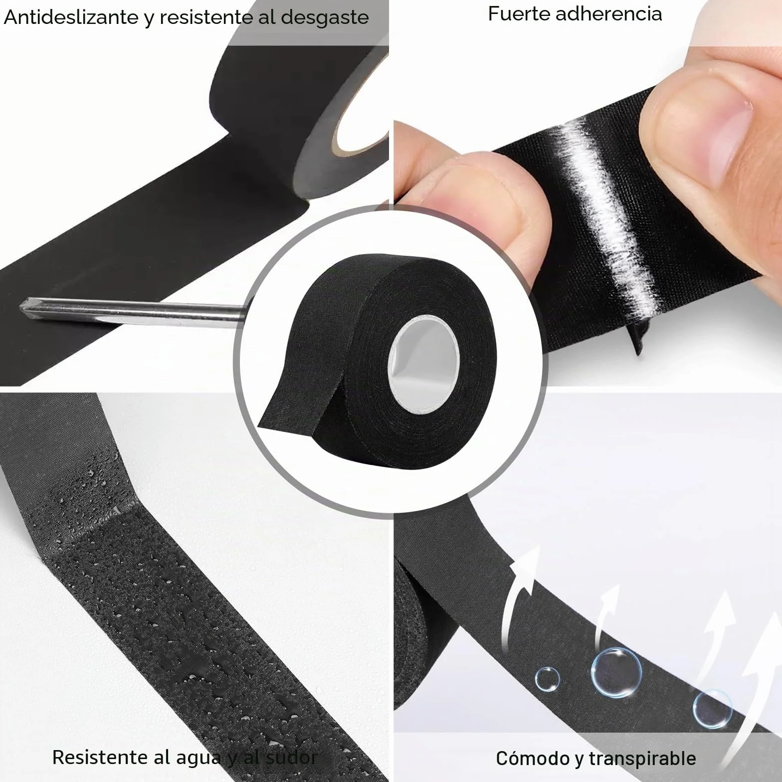 Cinta Antideslizante Aockey para Palos de Deportes 2 Rollos 25 mm × 10 m