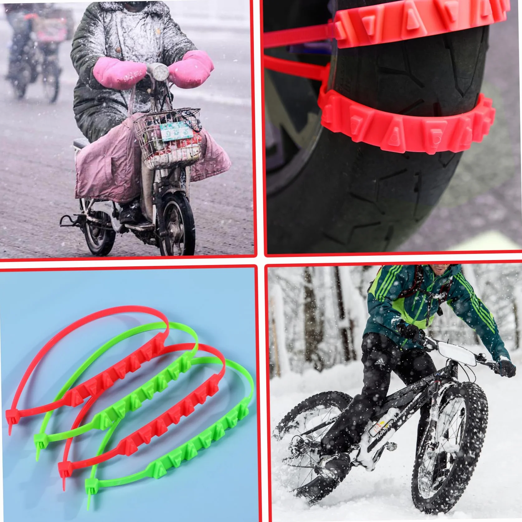 Cadenas de nieve universales para bicicleta electrónica 10 piezas nylon antideslizante