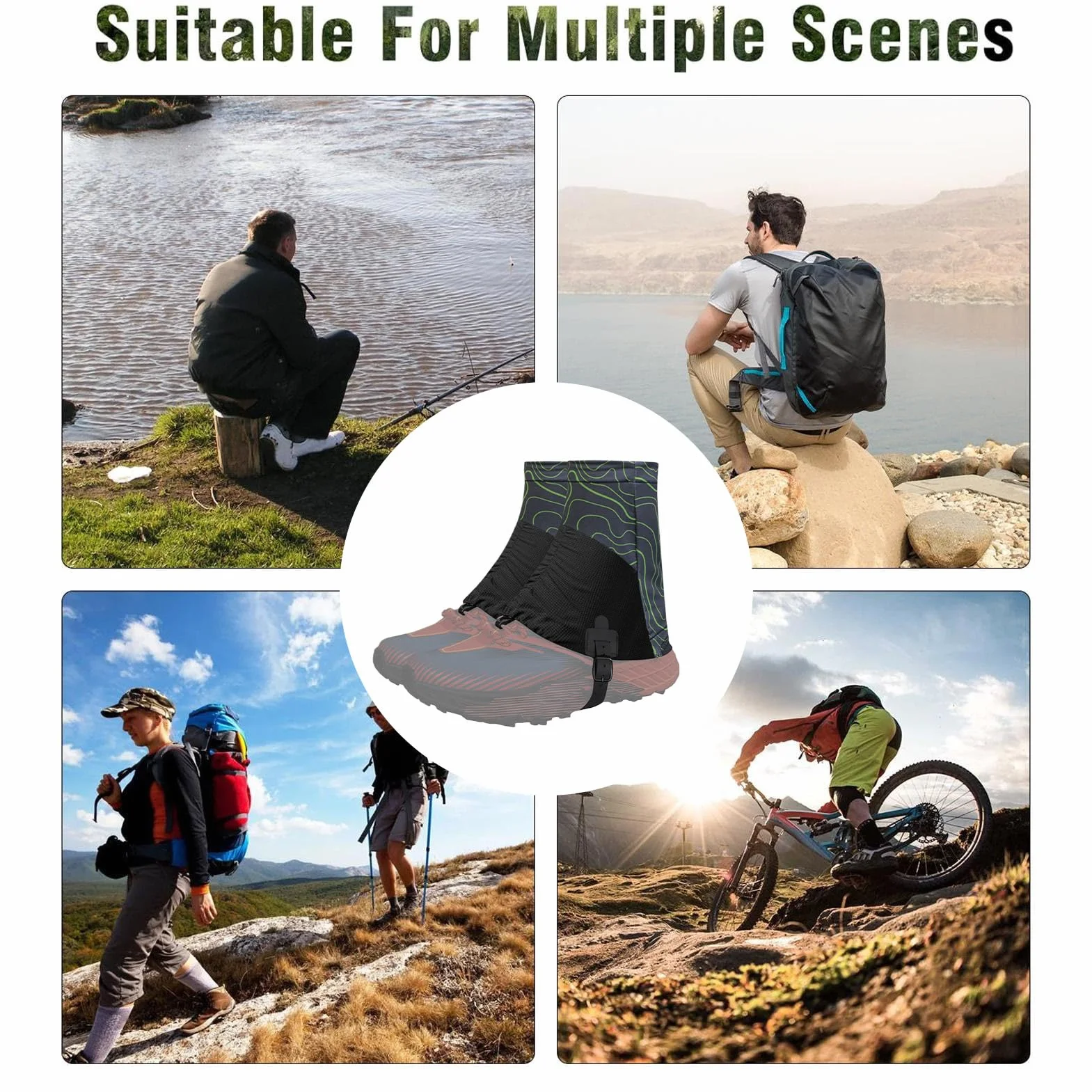 Polainas Trail Running Ajustables Transpirables 1 Par para Botas Senderismo