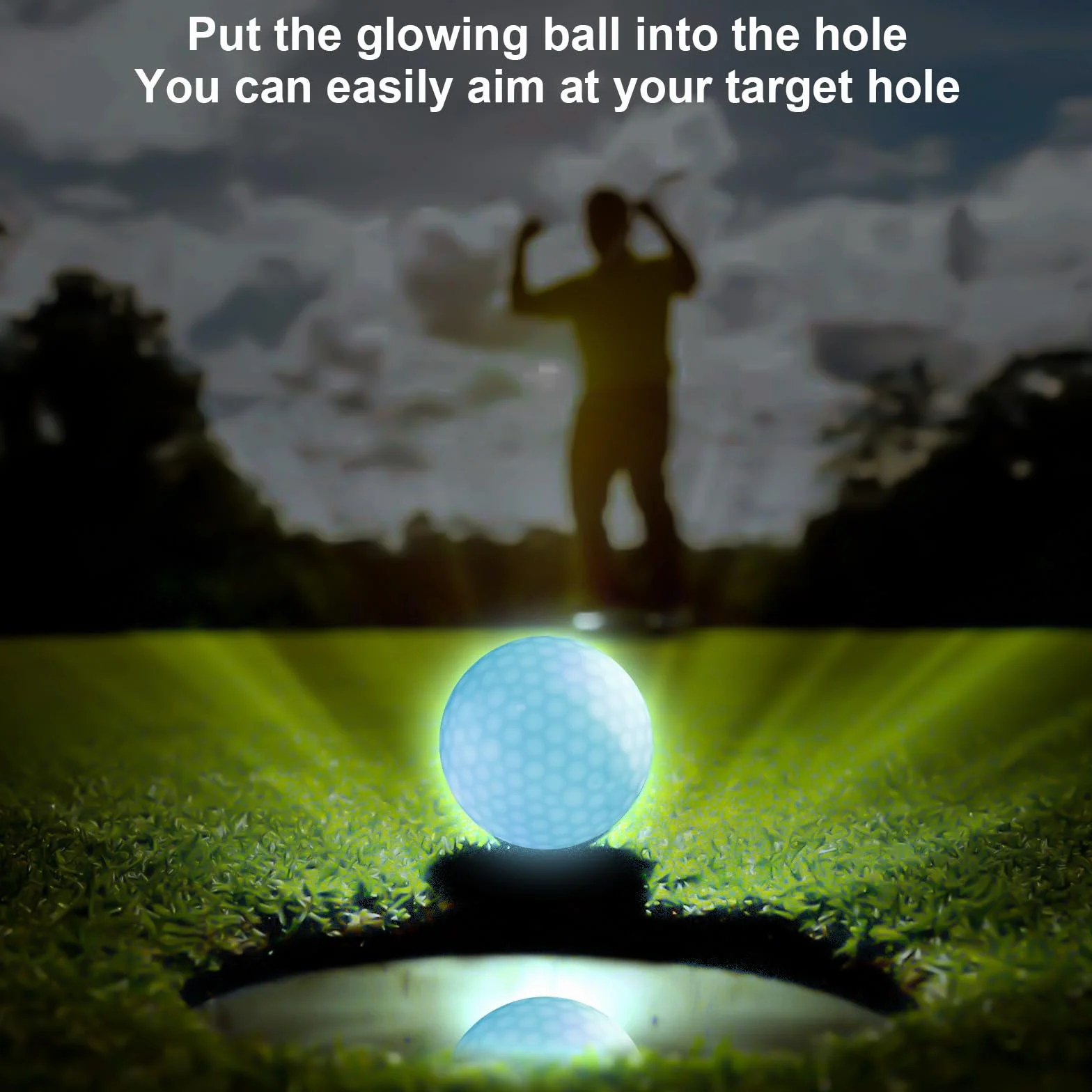 Pelotas de golf LED luminosas 7 colores 6 unidades luz nocturna entrenamiento tiro larga