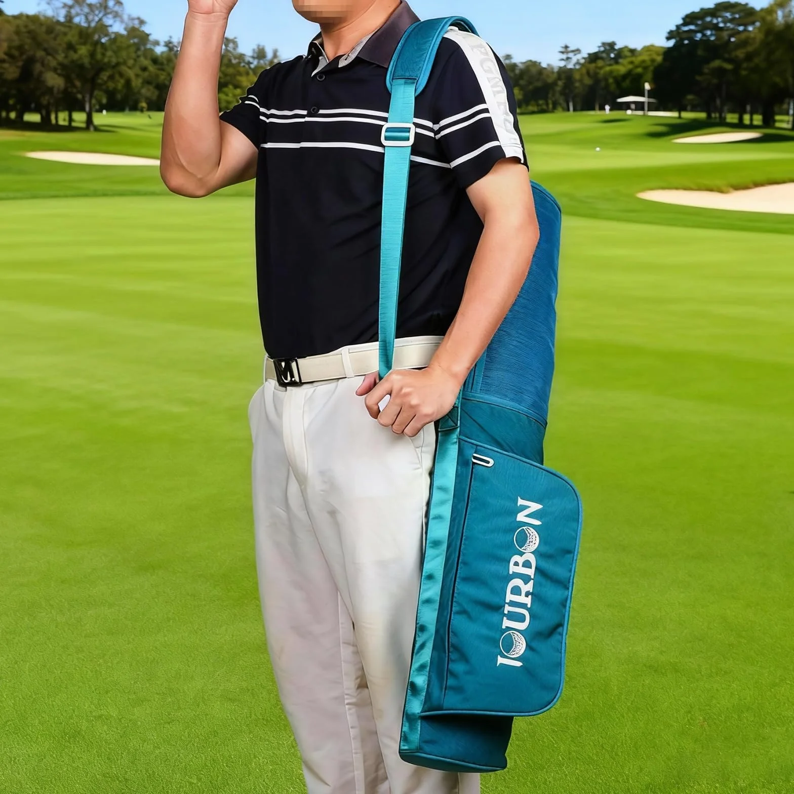 Tourbon torba do przechowywania kijów golfowych nylonowa lekka z kieszeniami i regulowanym paskiem