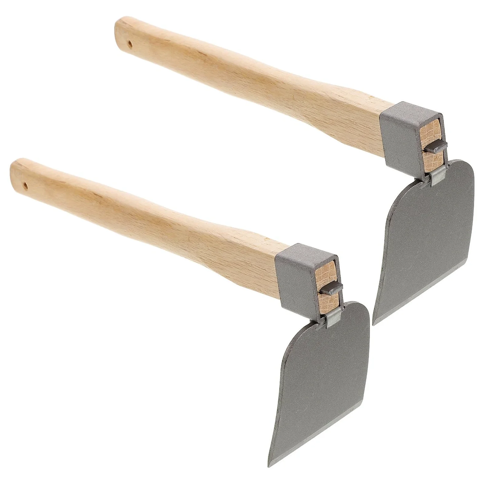 UKCOCO Azadas de Jardinería Manuales de Acero y Madera, 2 Piezas para Desherbar y Excavar Tierra, Herramienta Multiusos para Plantar y Cuidar el Jardín
