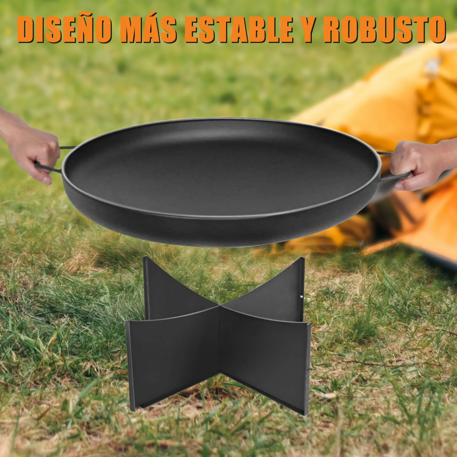 HYCHIKA Brasero Exterior 60cm para Jardín y Camping - Cuenco de Fuego Pozo Hoguera - Ideal para Exteriores y Outdoor Fire Pit
