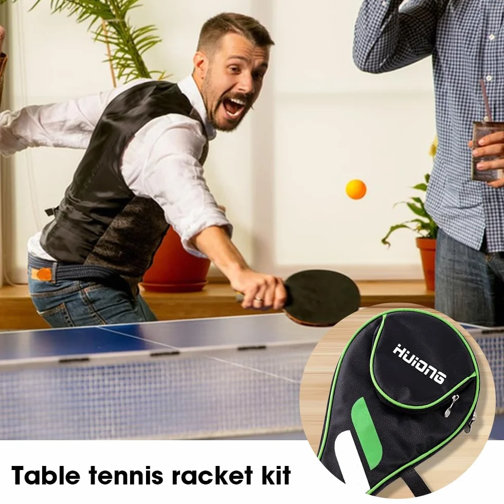 Funda para Raqueta de Tenis de Mesa, Funda para 2 Raquetas y 3 Pelotas con Bolsillo