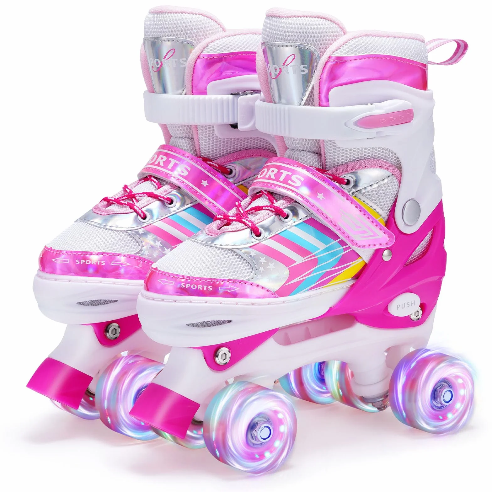 Patines 4 Ruedas Niña Niño Ajustables con Ruedas de iluminación Roller Quad Principiantes