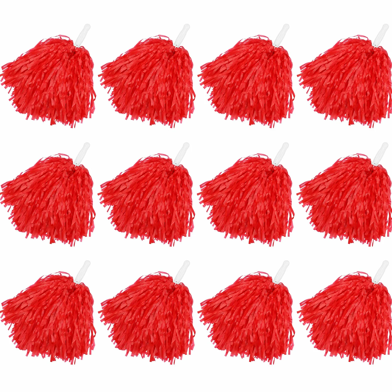 Pompones de plástico para animadoras, 12 unidades, rojo