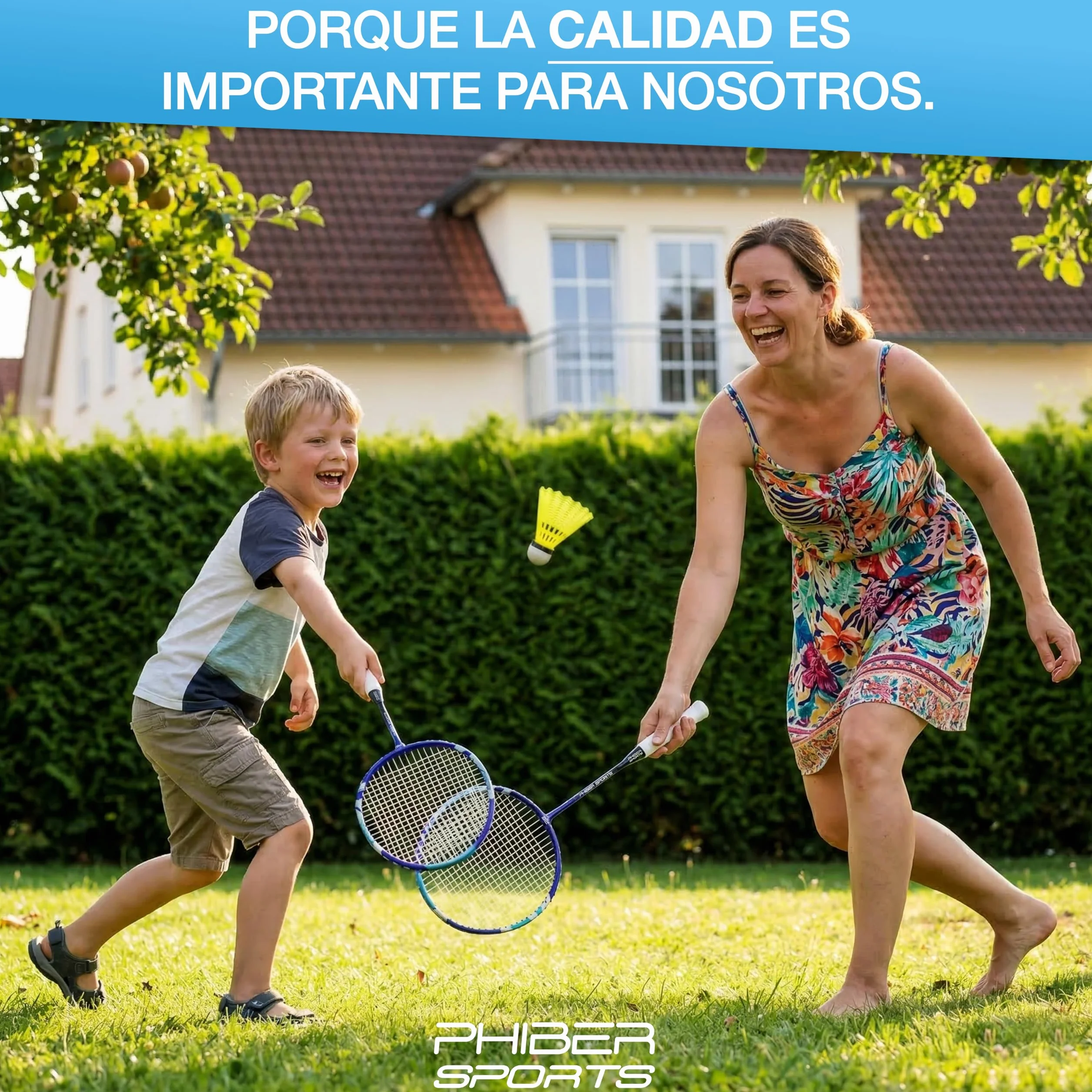 PHIBER-SPORTS Juego de raquetas de bádminton 2 raquetas 3 volantes bolsa para jardín parque