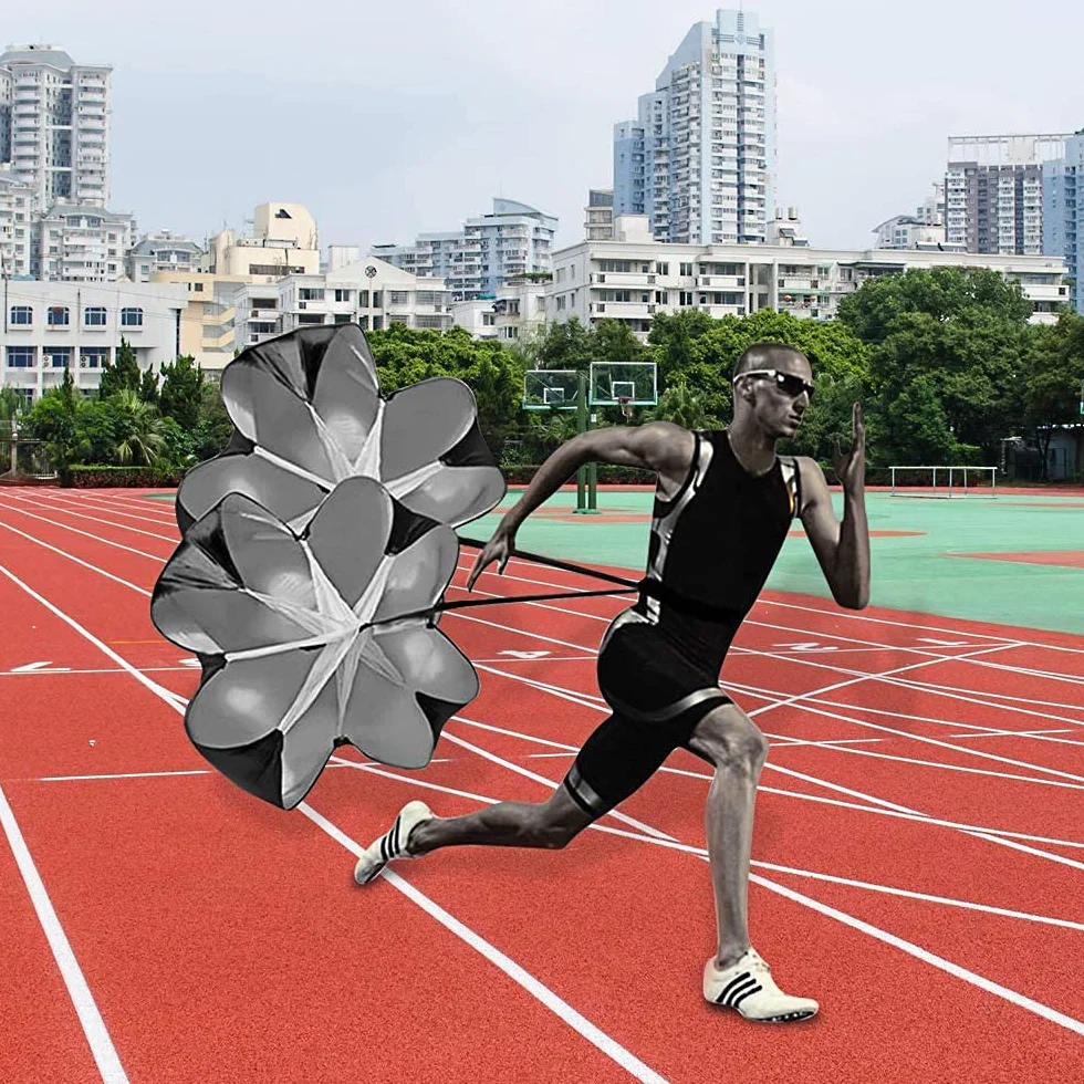 Paracaídas de Velocidad para Entrenamiento de Sprint y Agilidad, Fútbol (Negro)