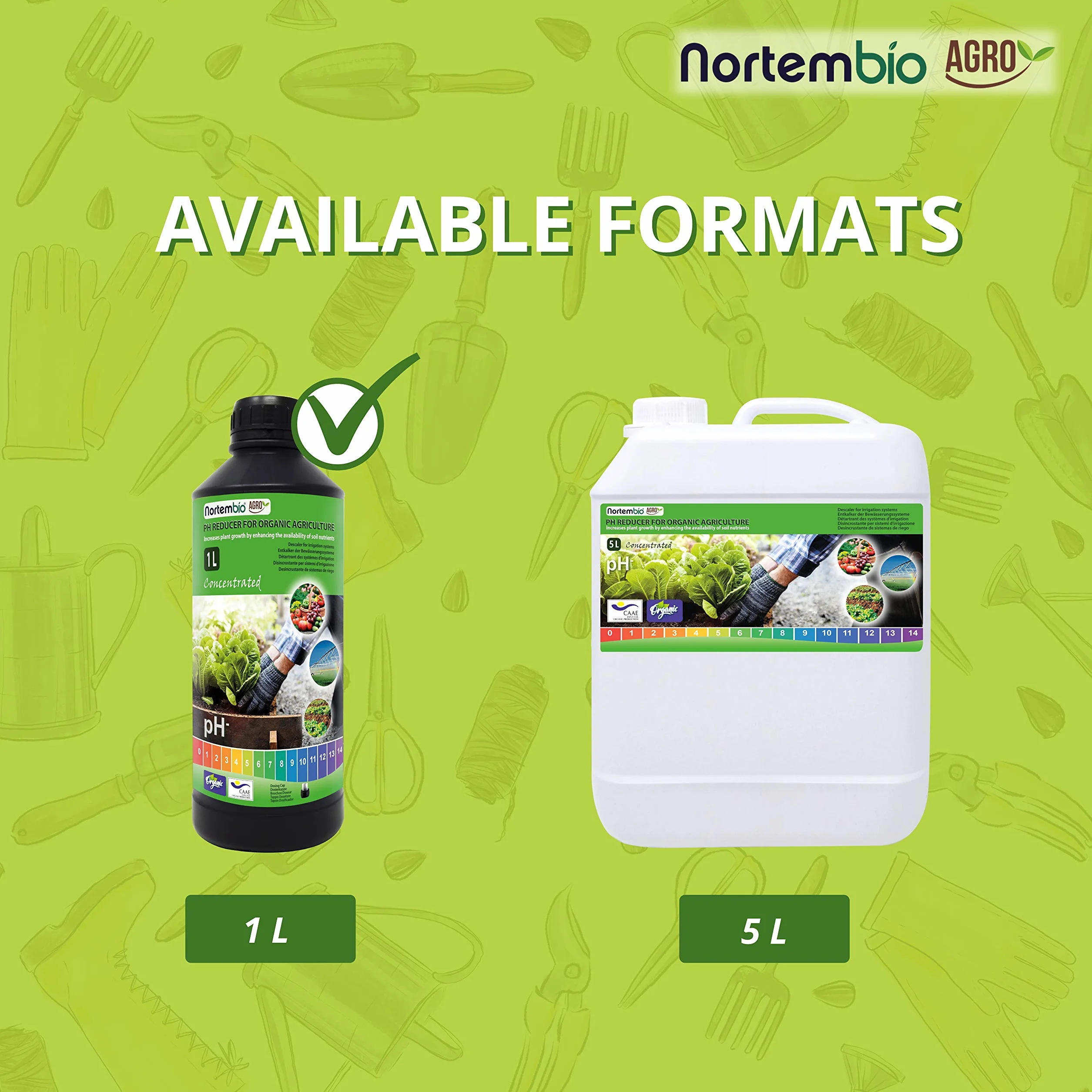 Nortembio Agro Reductor de pH Ecológico 1 L Corrector Natural para Plantas y Cultivos, Desincrustante de Riego, Mejora el Sabor, Aroma y Crecimiento - Uso Universal