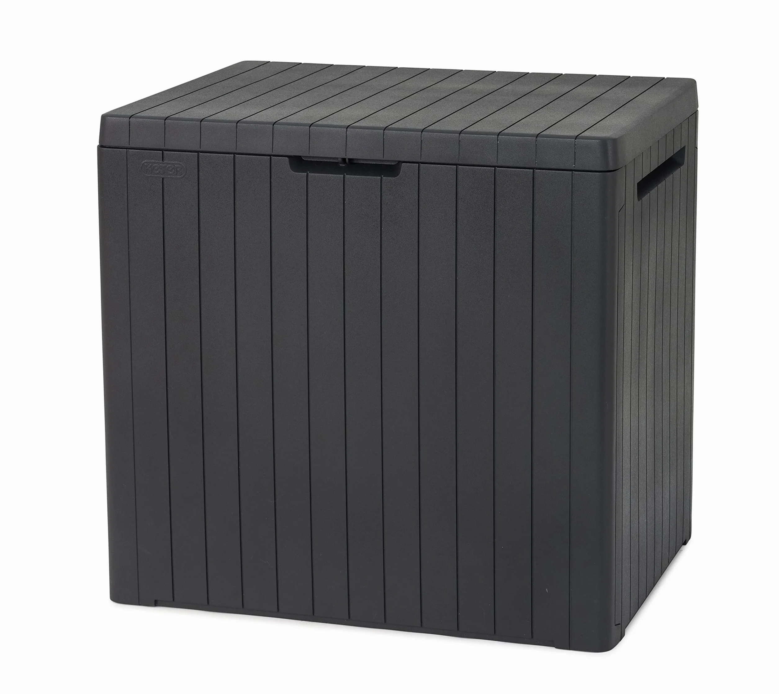 Keter City Box - Arcón exterior, Baúl almacenaje, Capacidad 113L, Resina, Color Gris, Ordenación jardín y terraza, 44 x 58 x 55 cm