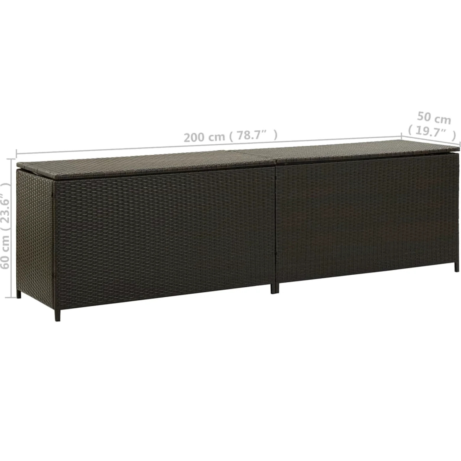 Gecheer Caja de Almacenaje de Ratán Sintético Marrón - 200x50x60 cm, Resistente a la Intemperie, Adecuada para Jardín y Terraza