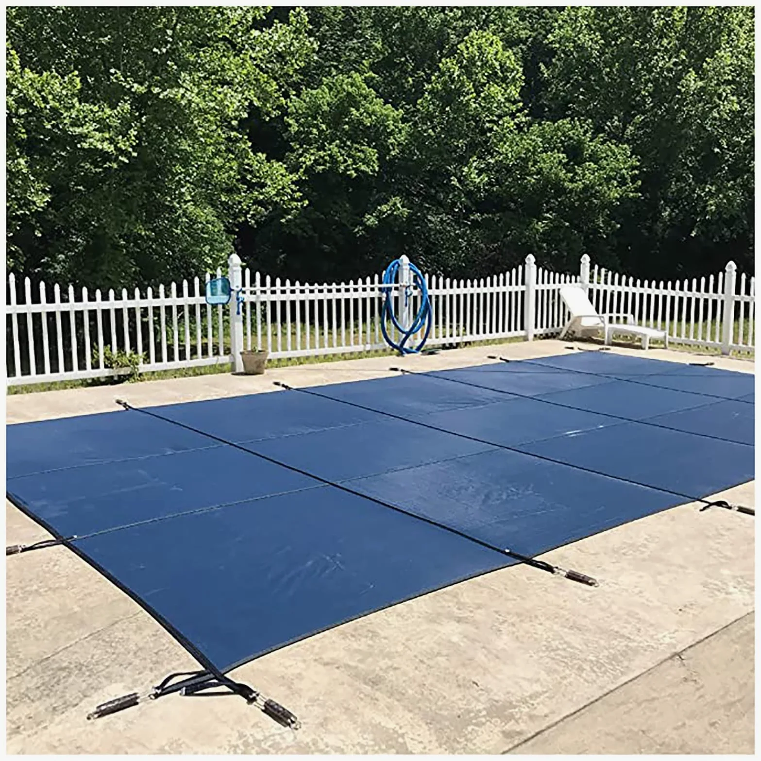 Cobertor Solar para Piscinas Cubiertas de invierno para piscina de alta resistencia azul, cubierta segura de red de hojas duradera para patio trasero al aire libre, alfombrilla de marco rectangular,