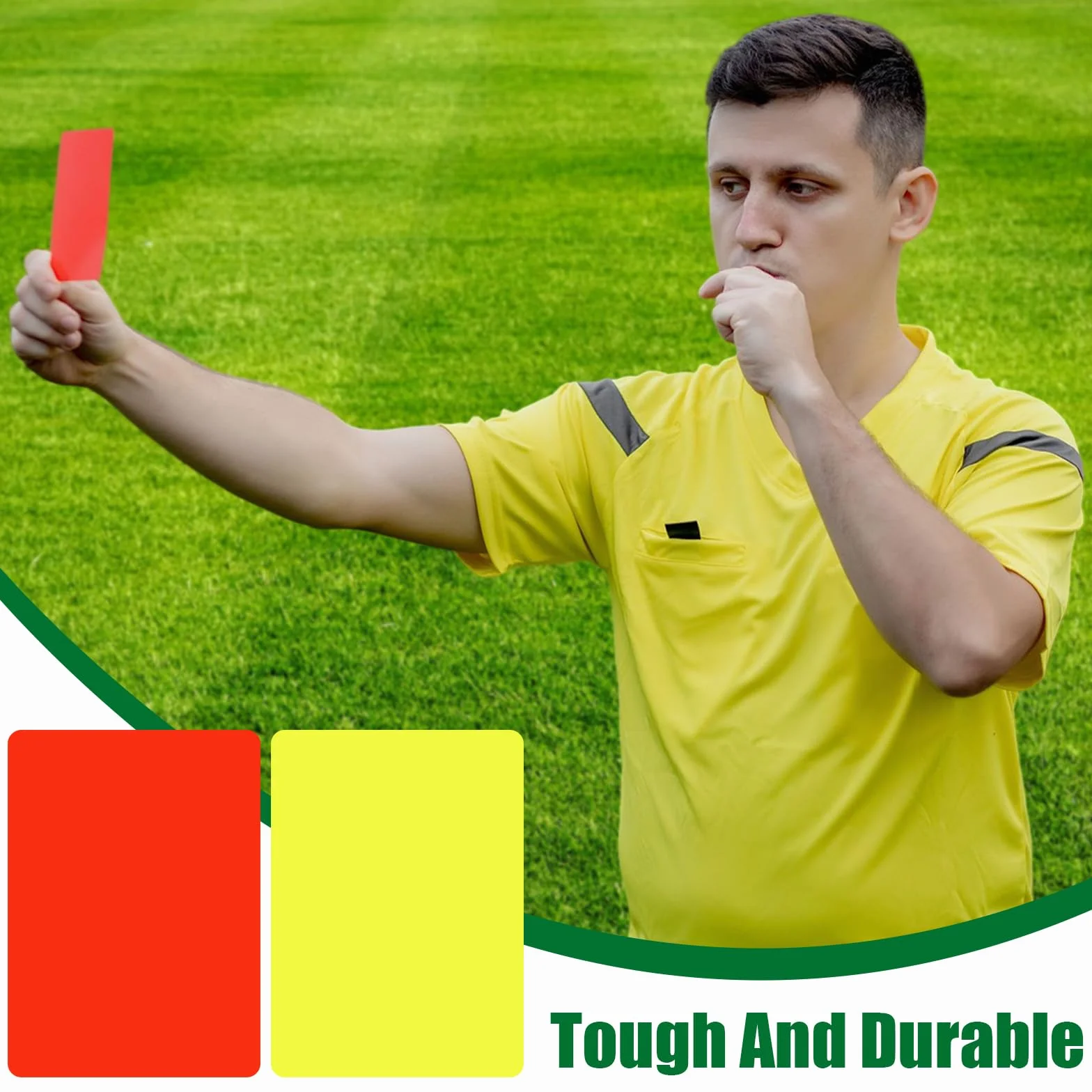 Juego de Árbitro Profesional con Silbato, Tarjetas Roja y Amarilla, Tarjetero y Funda Protectora para Fútbol