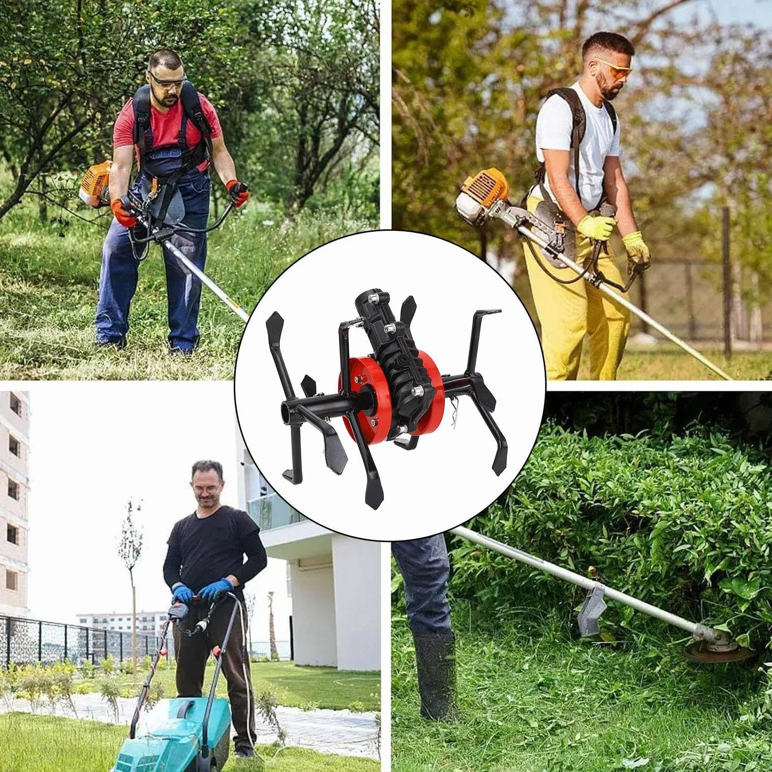 Rueda de Herramientas para Cultivador, Rueda de Deshierbe 2 en 1, Herramienta de Cultivador Rotativo de Jardín de 6 Garras Mini Cultivador Rueda de Arado Profundo (28 mm, 9 Dientes)