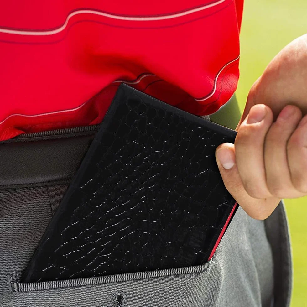 DONGKER Soporte para tarjeta de puntuación de golf de piel sintética con lápiz