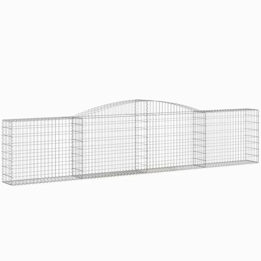 Gaviones con arco alto, 5 unidades, 400 x 30 x 80/100 cm, hierro galvanizado, barrera de jardín, protección acústica