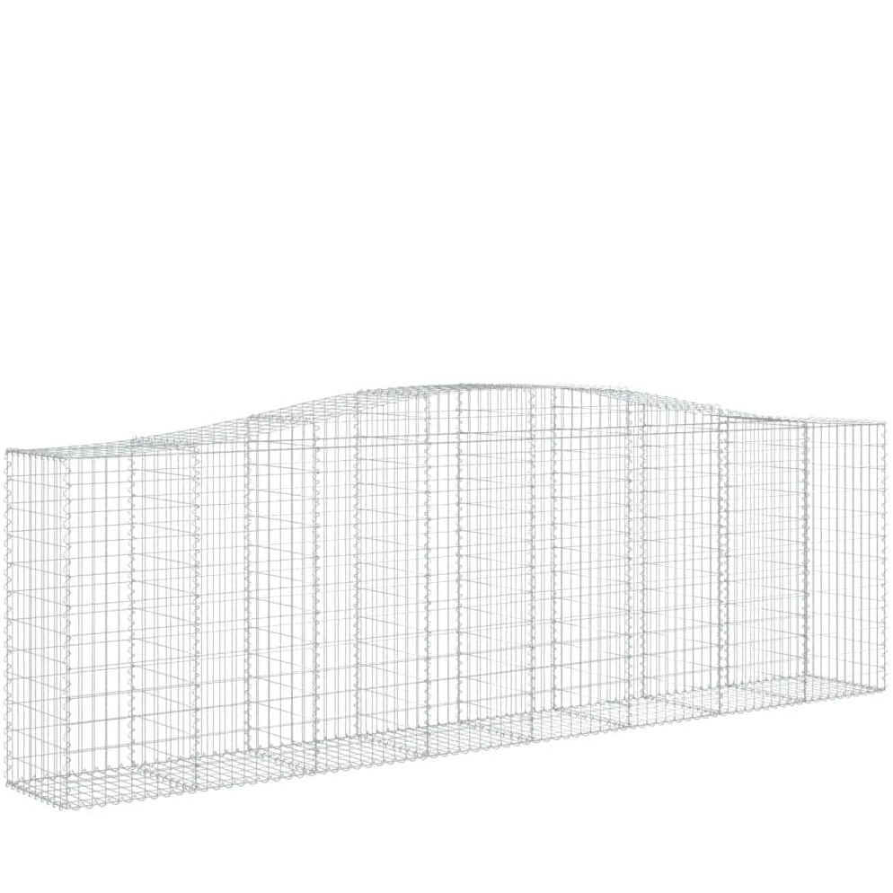 Gaviones con arco alto, 2 unidades, 400 x 50 x 120/140 cm, de hierro galvanizado para barreras de jardín y protección visual, cestas de gaviones duraderas resistentes a la corrosión como