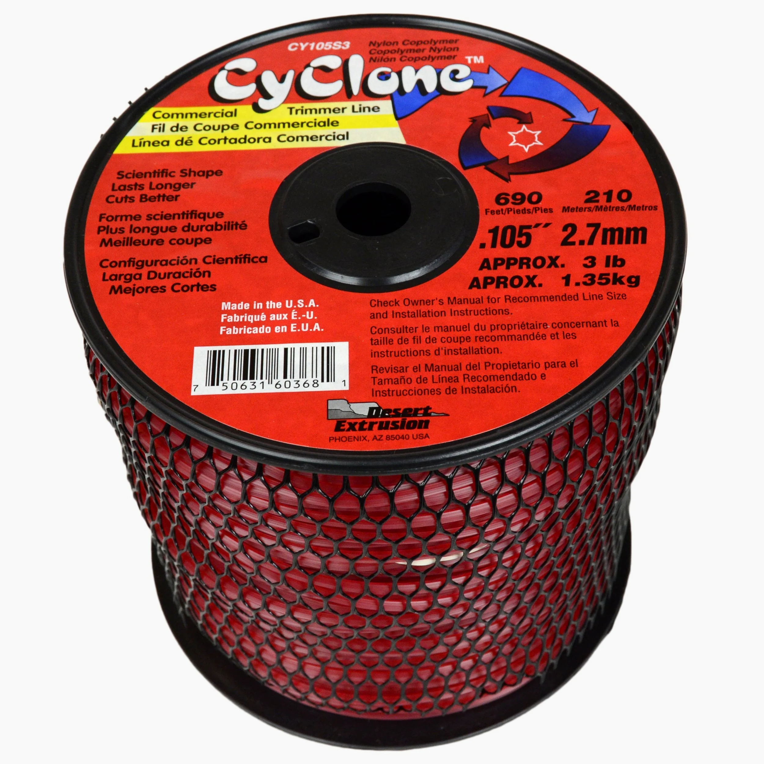 Cyclone Carrete de 105 Pulgadas, 3 Libras, línea de Corte de césped de 6 Hojas, Color Rojo CY105S3-2