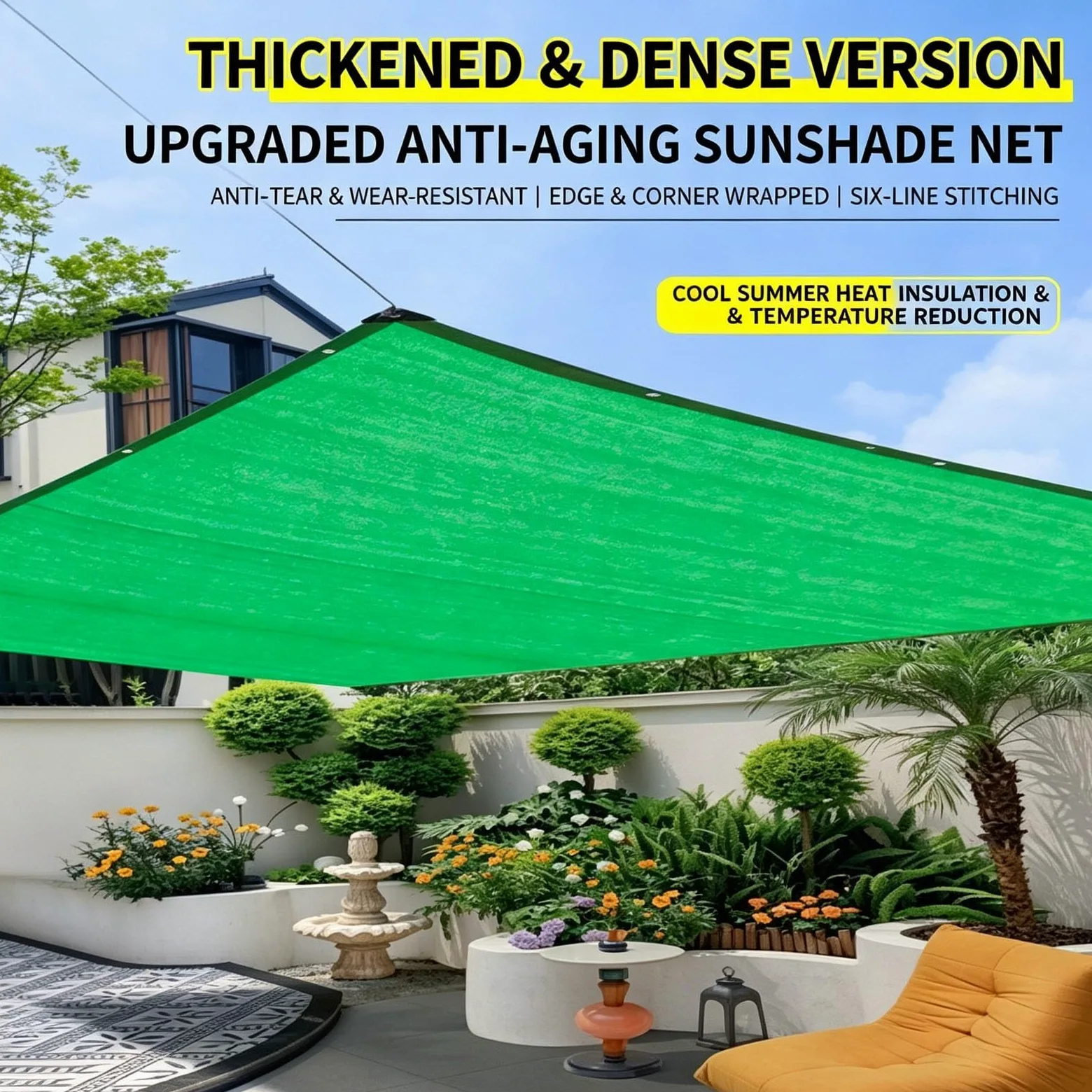 Malla De Sombreo Verde para Jardín Al 95%, Lona con Ojales, Tela De Sombra para Invernadero, Malla HDPE para Plantas De Jardín(12x22ft)