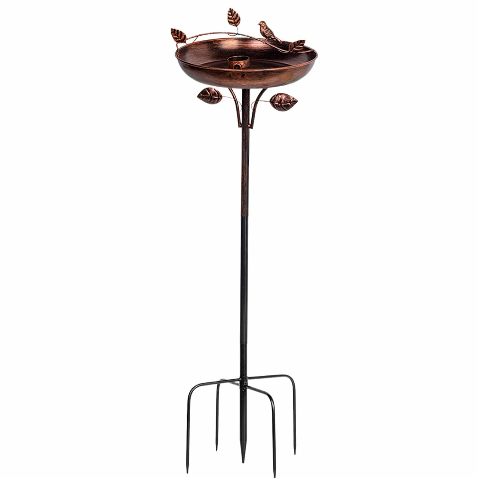 Baño Para Pájaros | Fuente Para Pájaros De Jardín De Metal Vintage De 41 Pulgadas De Alto | Bañera Con Clavija De Base De 5 Puntos | Ideal Para Jardín, Patio, Balcón, Parterre, Patio, Césped, Parque D