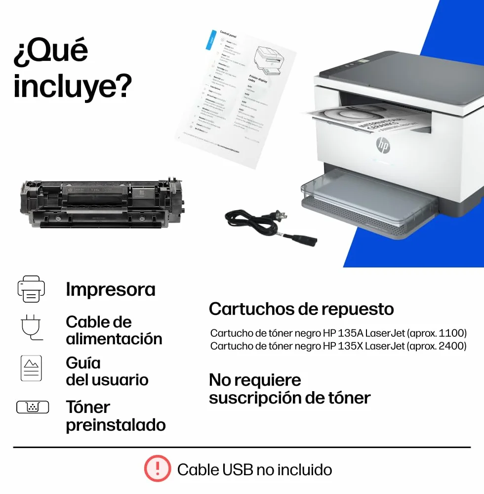 HP LaserJet M234dw Impresora Láser Multifunción Monocromo A4 Doble Cara Automática 29 ppm Wi-Fi Ethernet Blanca Gris