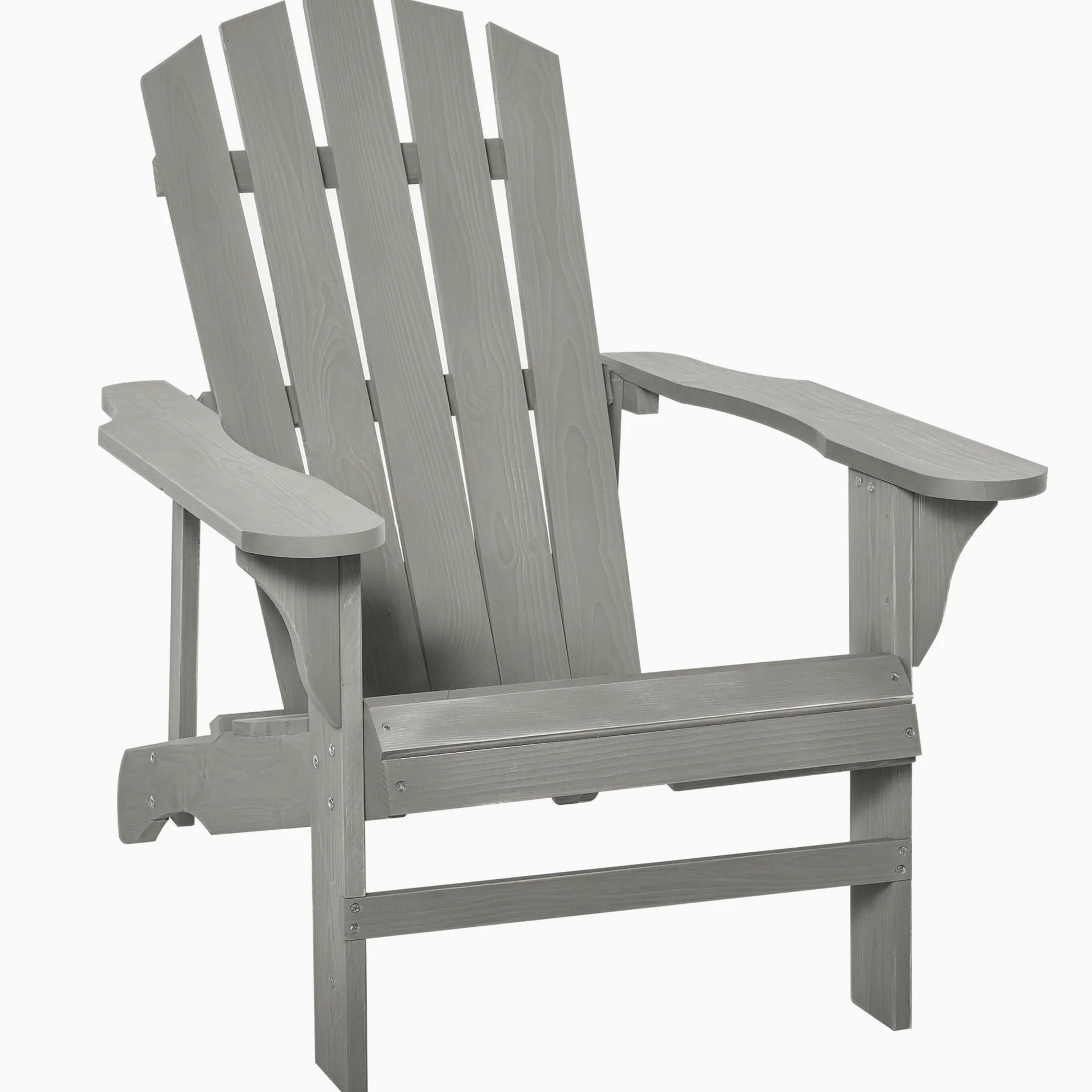 Outsunny Silla Adirondack de Madera Silla de Jardín con Asiento Extra Ancho Carga 150 kg para Patio Terraza Balcón 78x89x88 cm Gris Claro