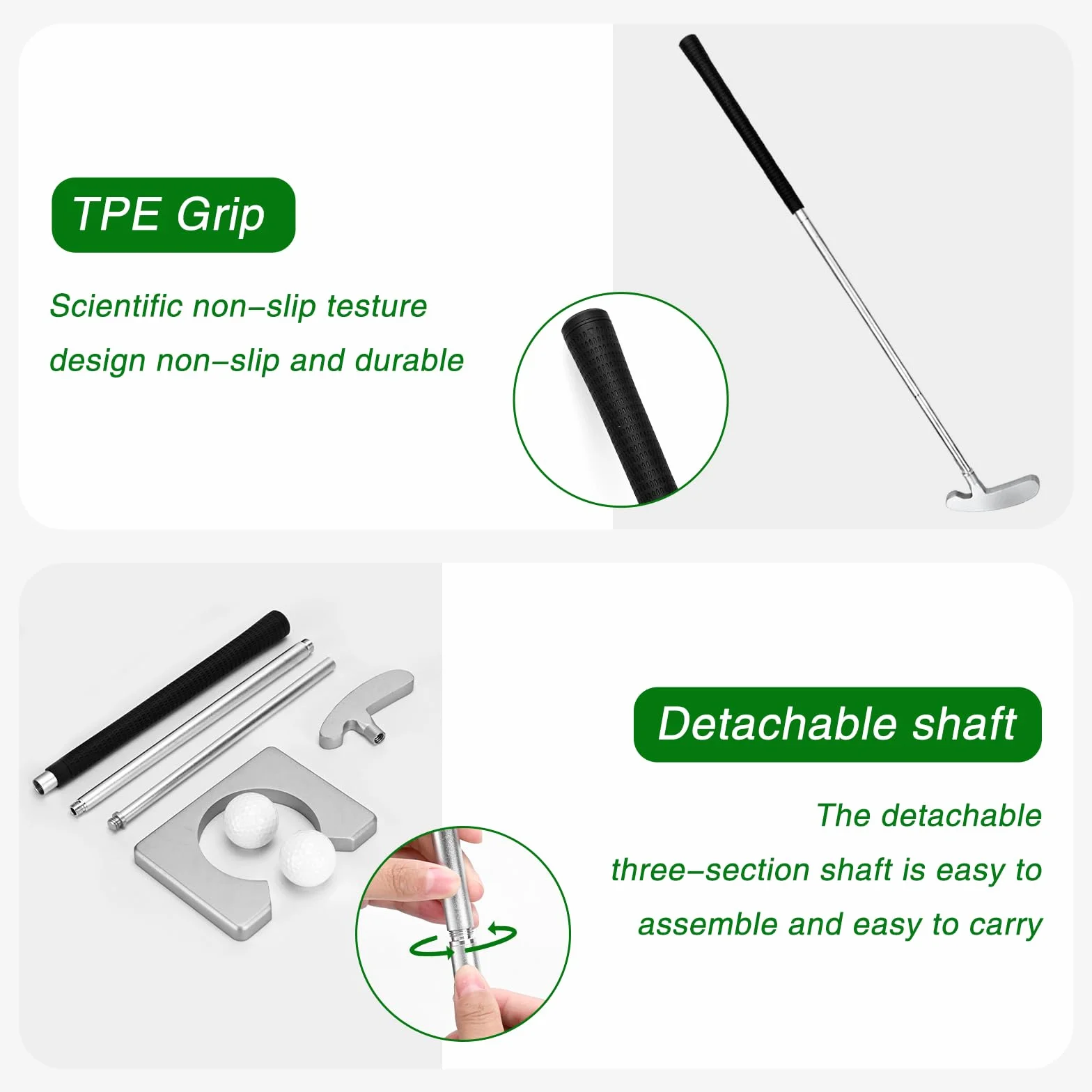 Putter de golf portátil kit de práctica con pelota desmontable