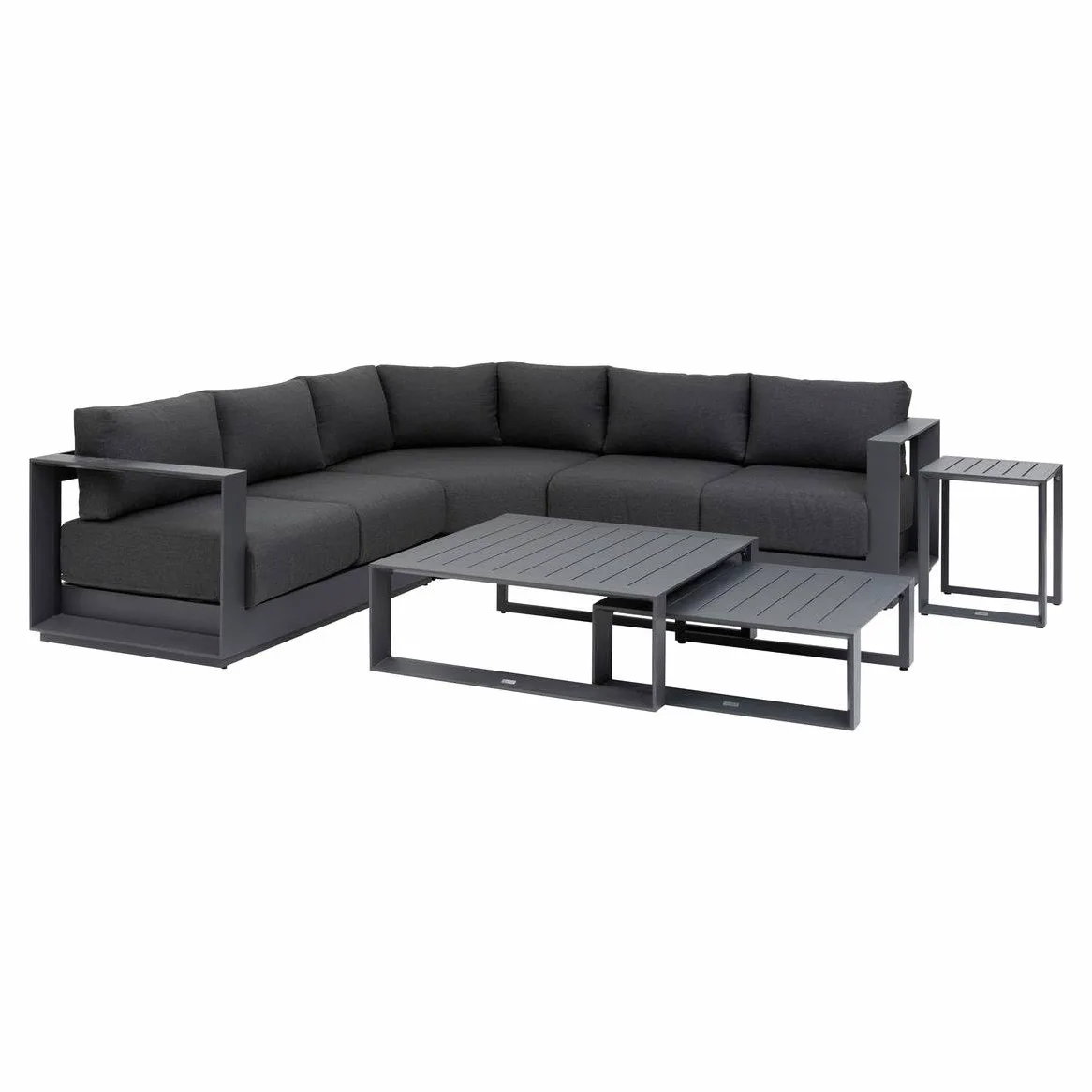 Hespéride - Conjunto de Muebles de jardín esquinero Allure Grafito 5 plazas de Aluminio y poliéster