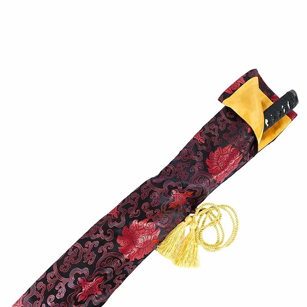 Bolsa de Espada Samurai Katana Wakizashi Tanto Seda con Borla Dorada