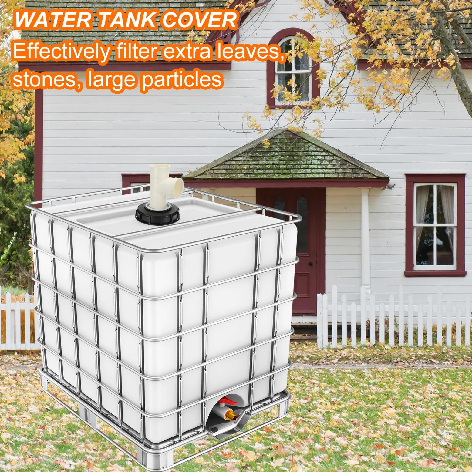 QUARKZMAN 163mm Tapa de Filtro de IBC, Adaptador de Manguera de Tote IBC de Plástico de 3 Vía para Contenedor de Tanque de Agua de Lluvia de 1000L para Tanque de Agua de 275gal, Negro/Blanco