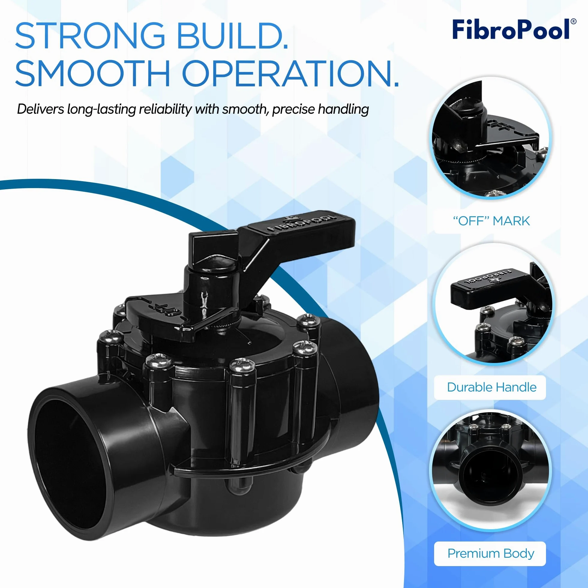 FibroPool 1 1/2 "POSI- Cerrar 2 vías válvula sin lubricante