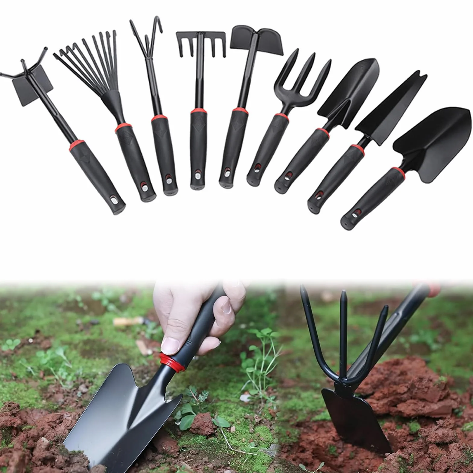 Juego De Herramientas De Jardín,9 PCS Herramientas De Jardinería,Conjunto De Herramientas De Jardín,Herramienta De Jardinería para Jardinería,Plantación,Flores