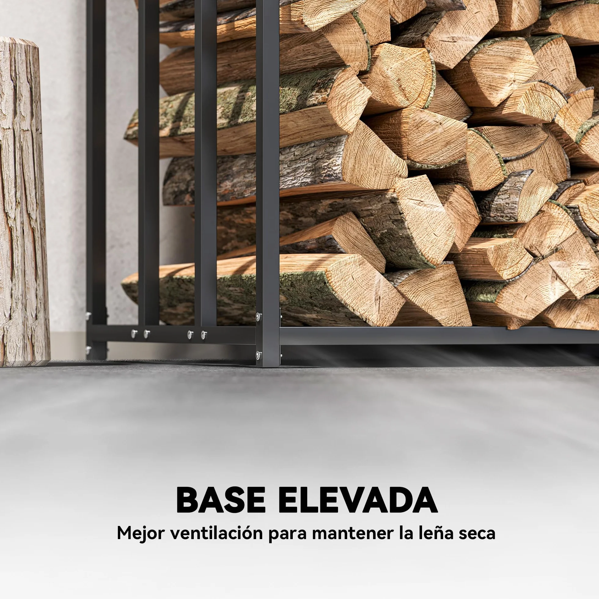 Outsunny Estante de Leña Metálico, 186x70x185 cm, Leñero Exterior con Cubierta Impermeable 600D Oxford, Marco de Acero, Soporte para Leña de Chimenea, para Jardín, Terraza