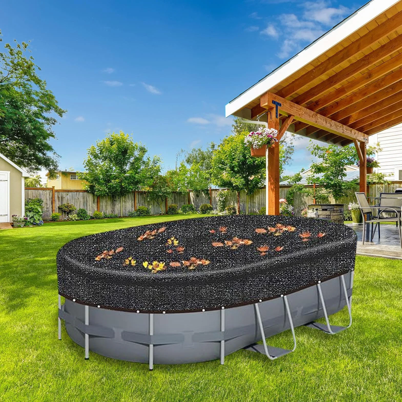 Deja la Red en la Piscina de Tierra, Red de Las Hojas ovaladas | Red de Malla Fina para desechos de Piscinas - Red de Hojas para Cubiertas de Invierno ovaladas enterradas para el hogar, jardín,