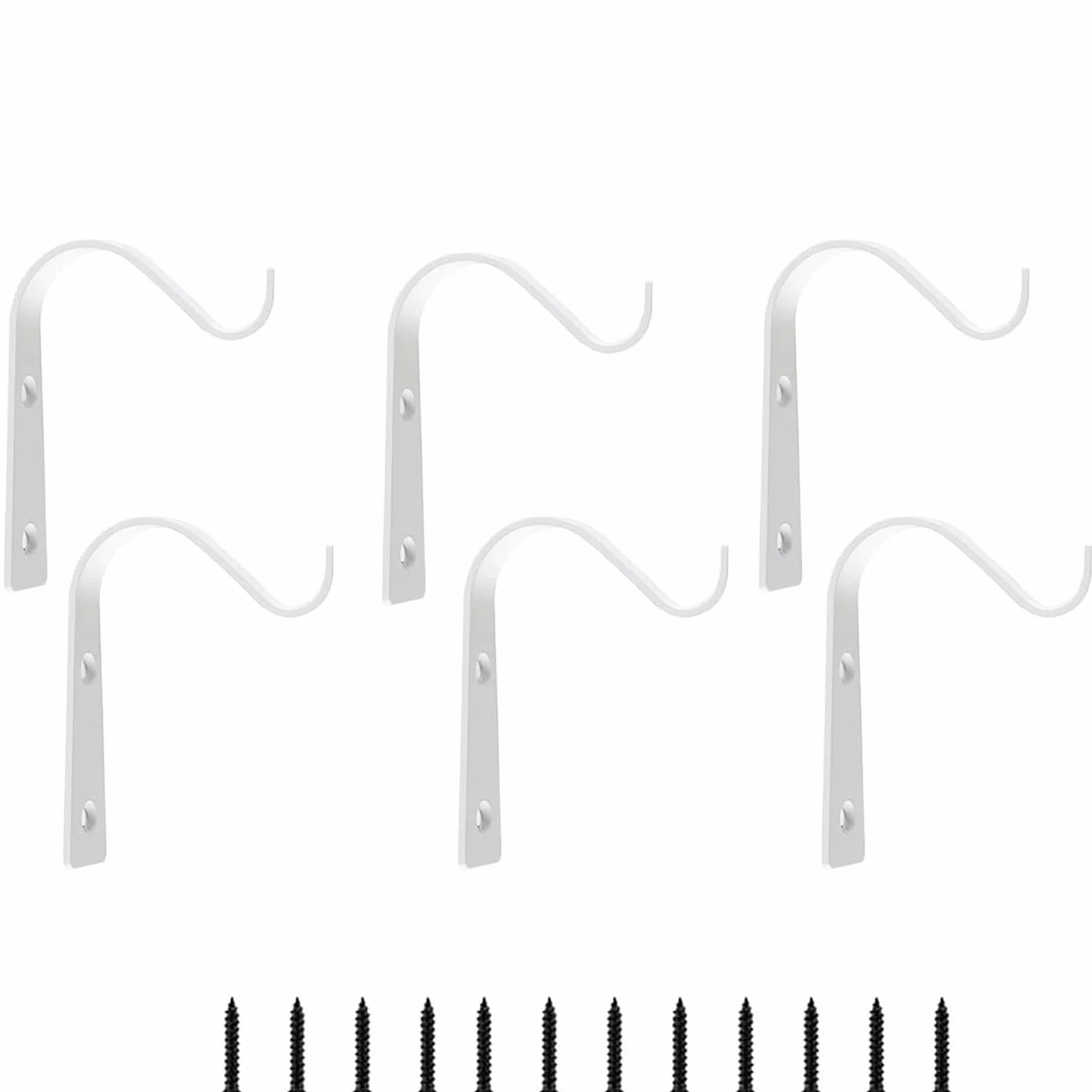 6 Piezas Ganchos para Macetas, Soporte de Pared, Ganchos de Pared Negros, Hierro Fundido Ganchos, para Interiores y Parques, Macetas Colgantes, Linternas(Blanco)