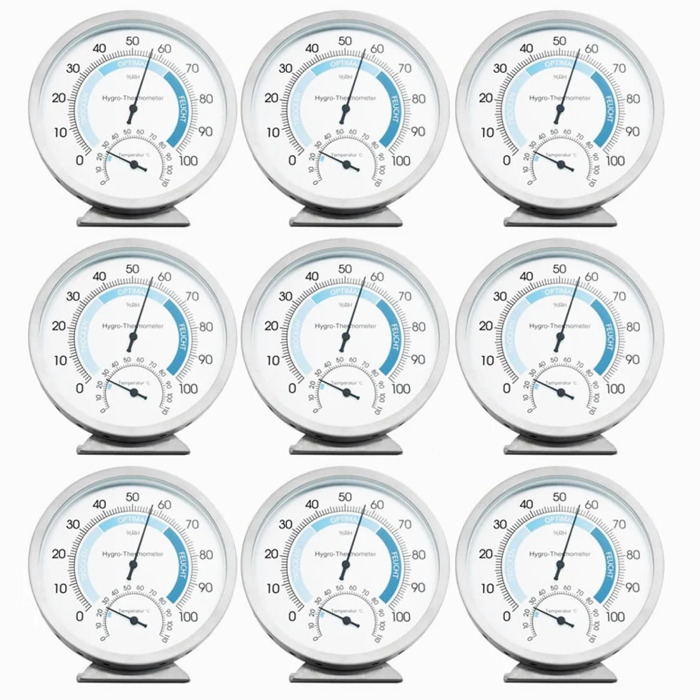 Termohigrómetro analógico, termómetro higrómetro para interiores y exteriores, clima interior saludable, precisión de prueba climática, diámetro redondo de 5 pulgadas
