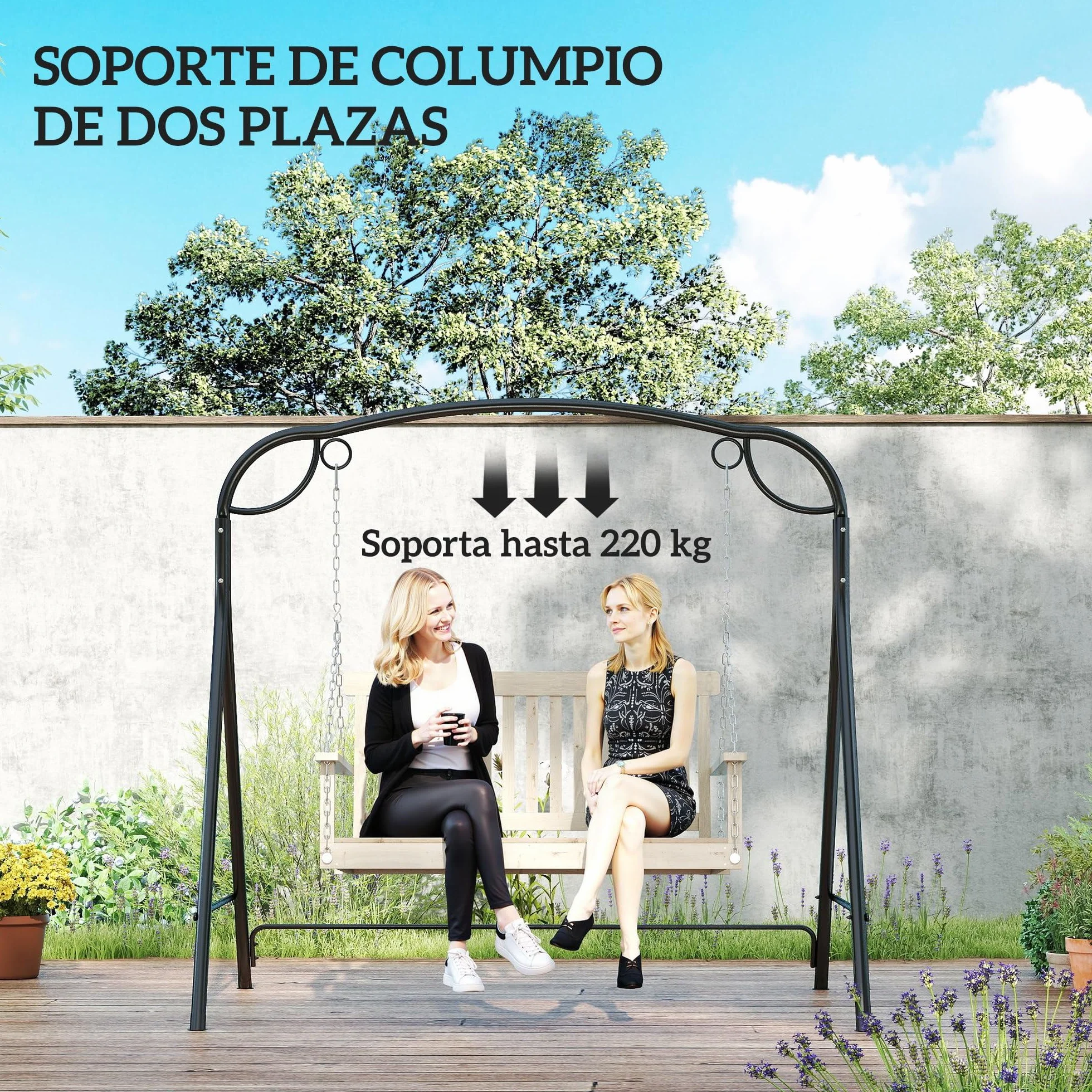 Outsunny Soporte para Columpio de Metal Estructura de Columpio Resistente con Patas en Forma de A Carga 220 kg para Jardín Parque Patio Porche 172x126x170 cm Bronce