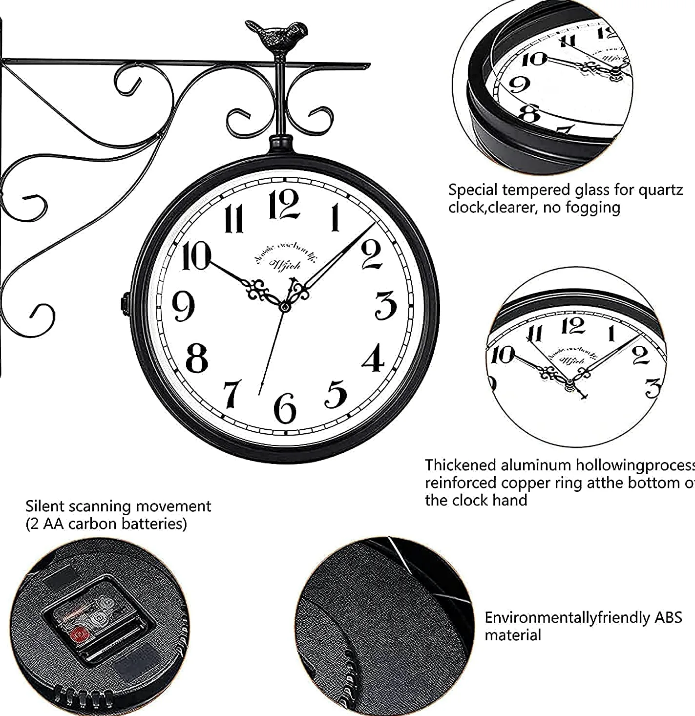 Reloj impermeable exterior doble cara colgante antiguo termómetro para patio garaje