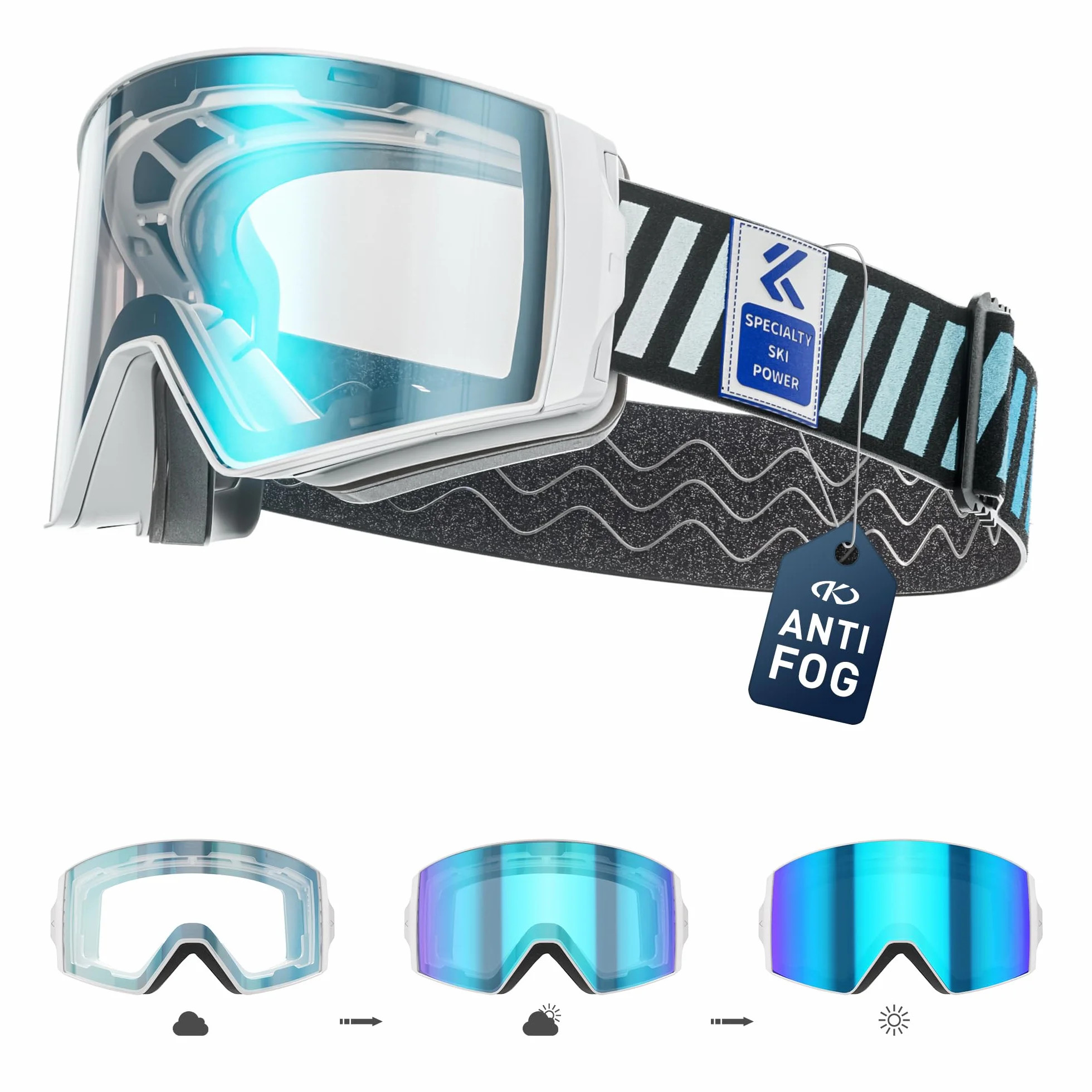 KAPVOE Gafas de Esquí Fotocromáticas Magnetizadas UV400 Antiniebla OTG K721