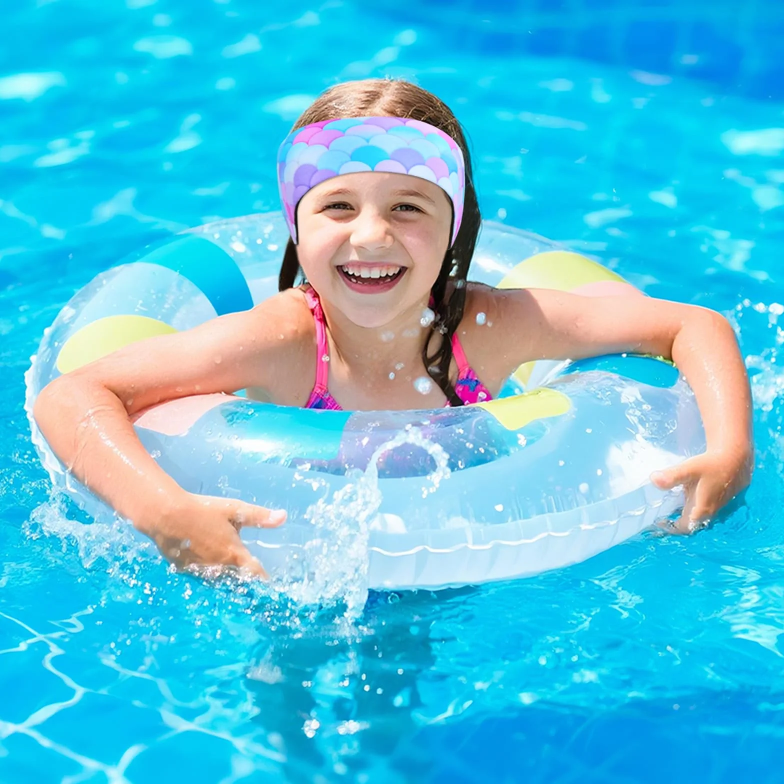 Diadema de Natación Impermeable Ajustable para Niños 2 PCS - Cinta para Nadar Surfear Ducharse