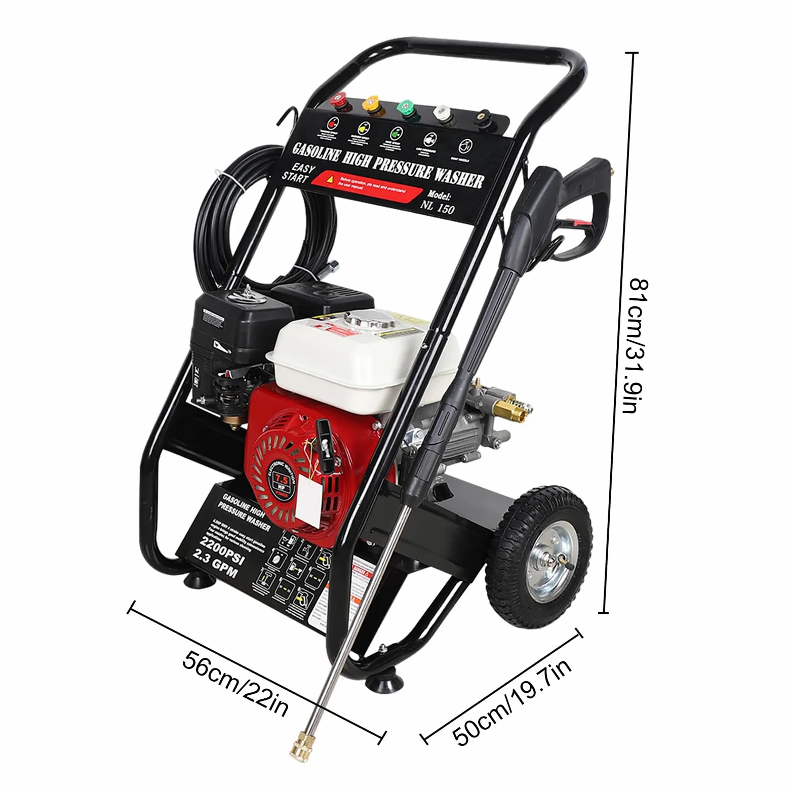 Limpiador a presión de gasolina, 7,5 CV, motor de gasolina de 4 tiempos, radiador de vapor, monocilindro, refrigerado por aire, máquina de limpieza industrial, gasolina, limpiador de alta presión con
