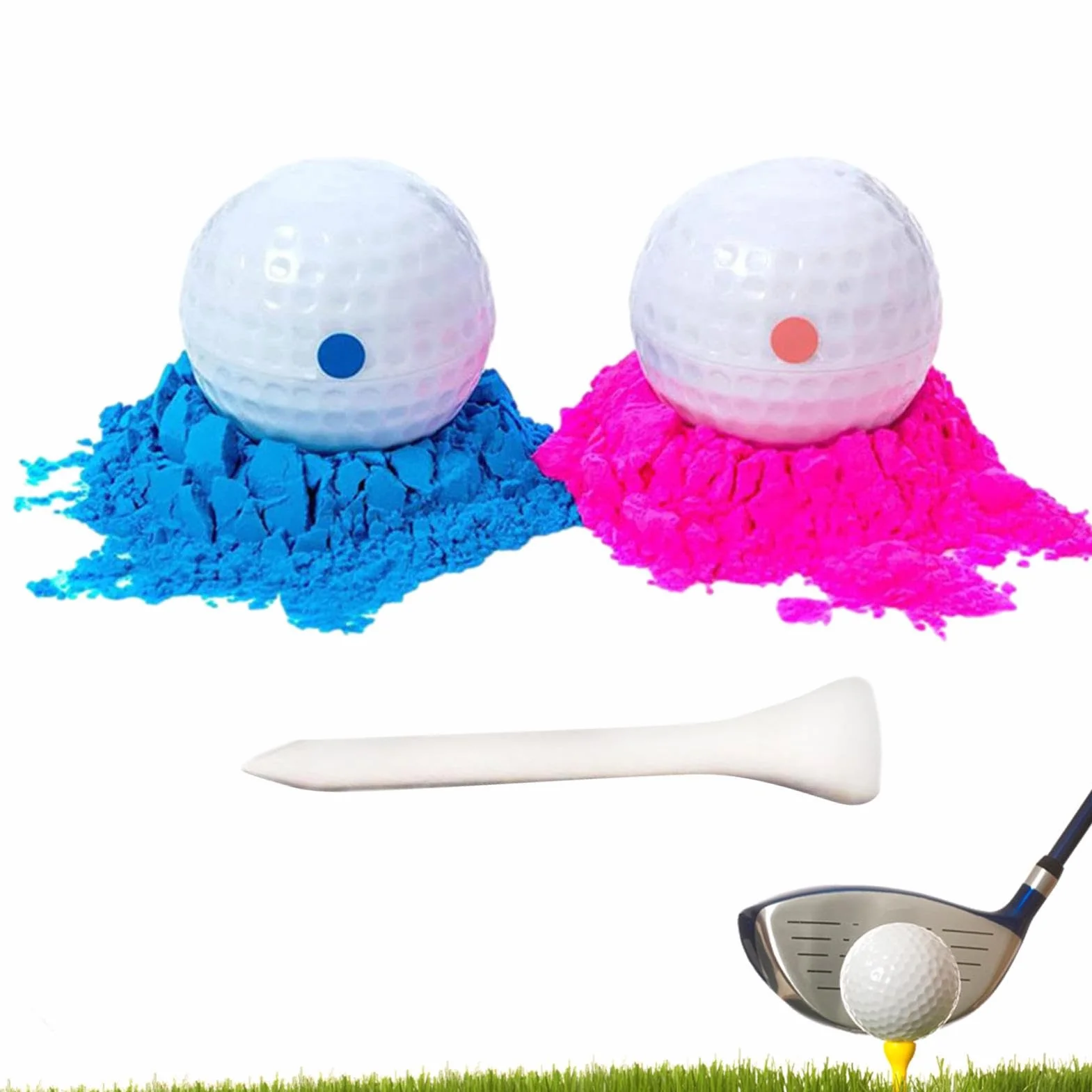 JINGLING Golf Exploding Balls Fiesta Juegos con Polvo Color Azul Rosa