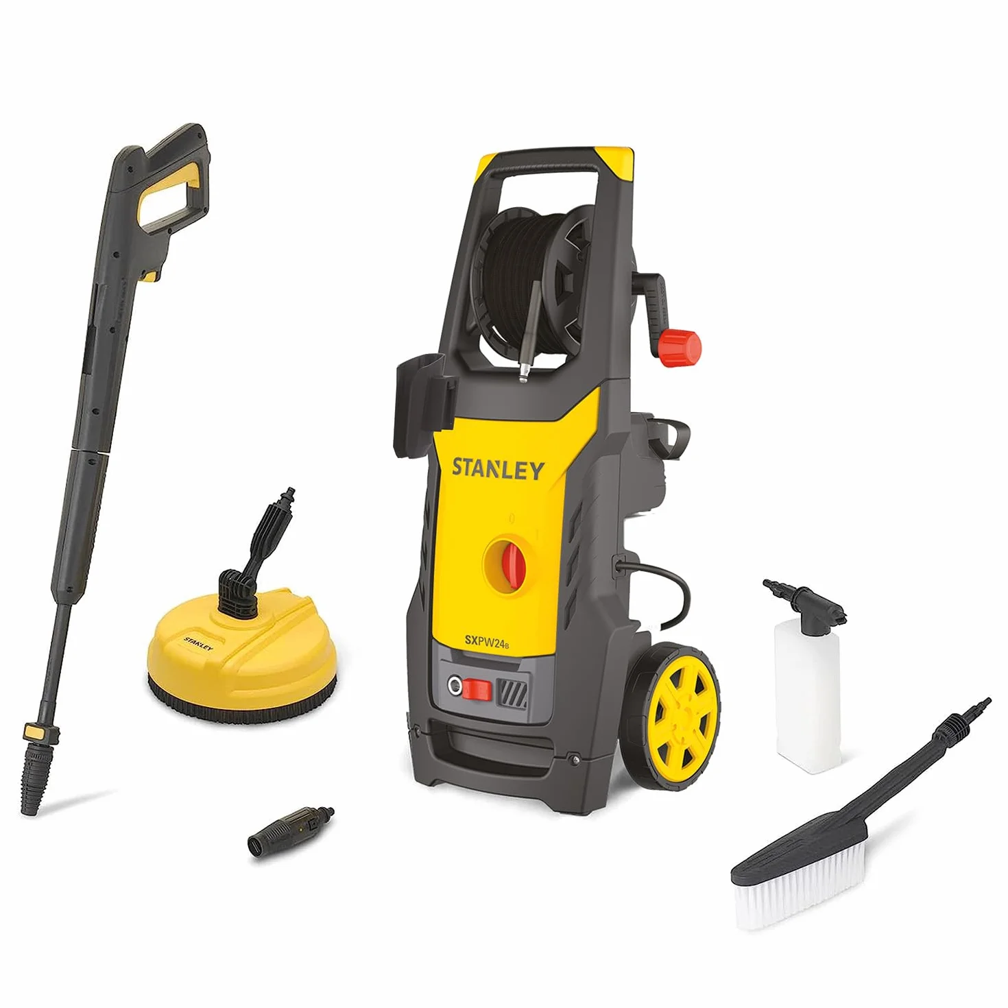 Stanley Hidrolimpiadora SXPW19BX | Alta Presión | para Automóviles Y Superficies Externas | con Limpiadora de Superficies y Cepillo Fijo | Presión máx. 150 Bar | Caudal máx. 440 l/h | Consumo 1900 W