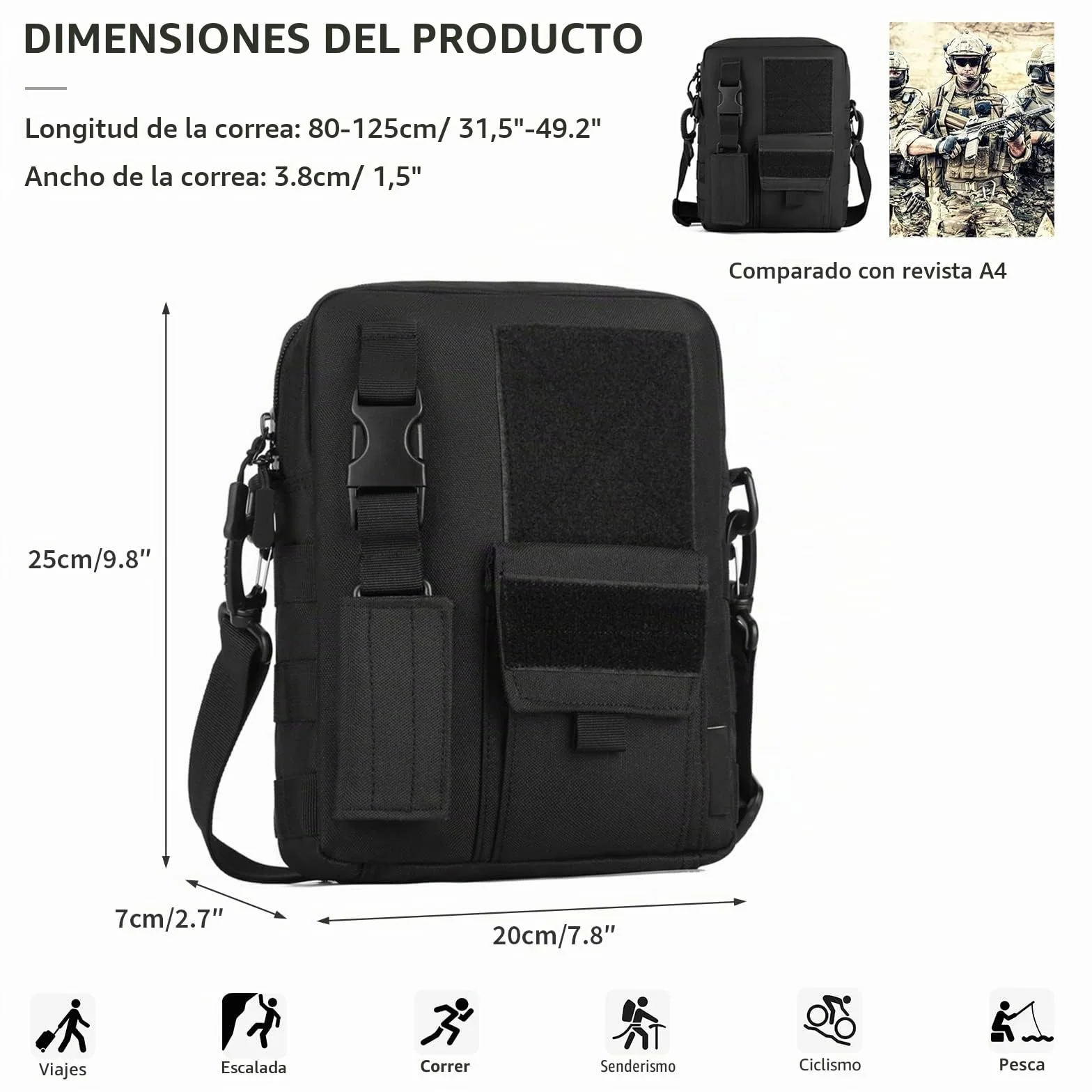 Huntvp Táctical Mochila de Bandolera Impermeable para Senderismo Ciclismo Caza
