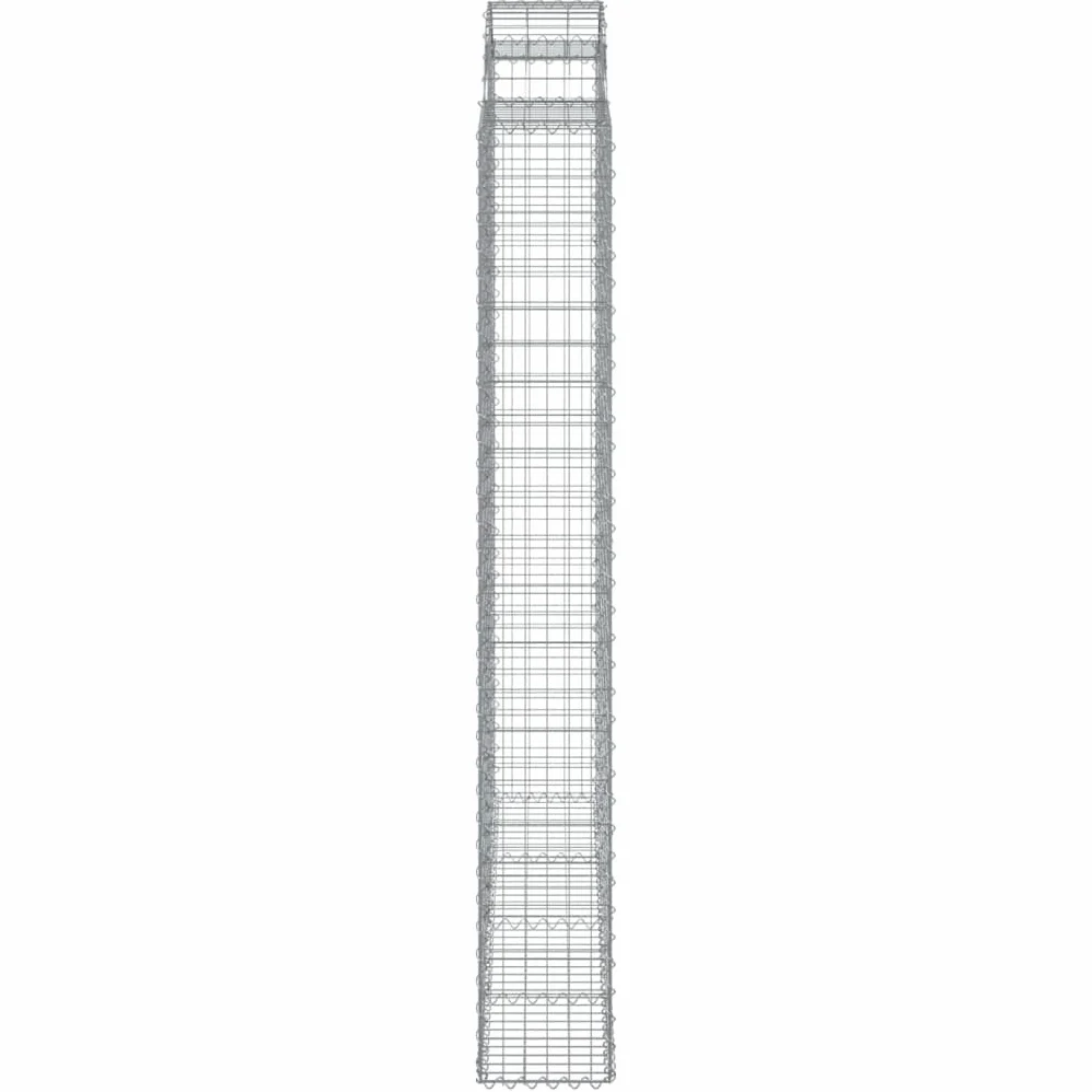5 gaviones de arco alto. Hierro galvanizado de 200x30x220/240cm para barreras de jardín y protección visual como pared decorativa de gaviones con aislamiento acústico de alambre robusto con